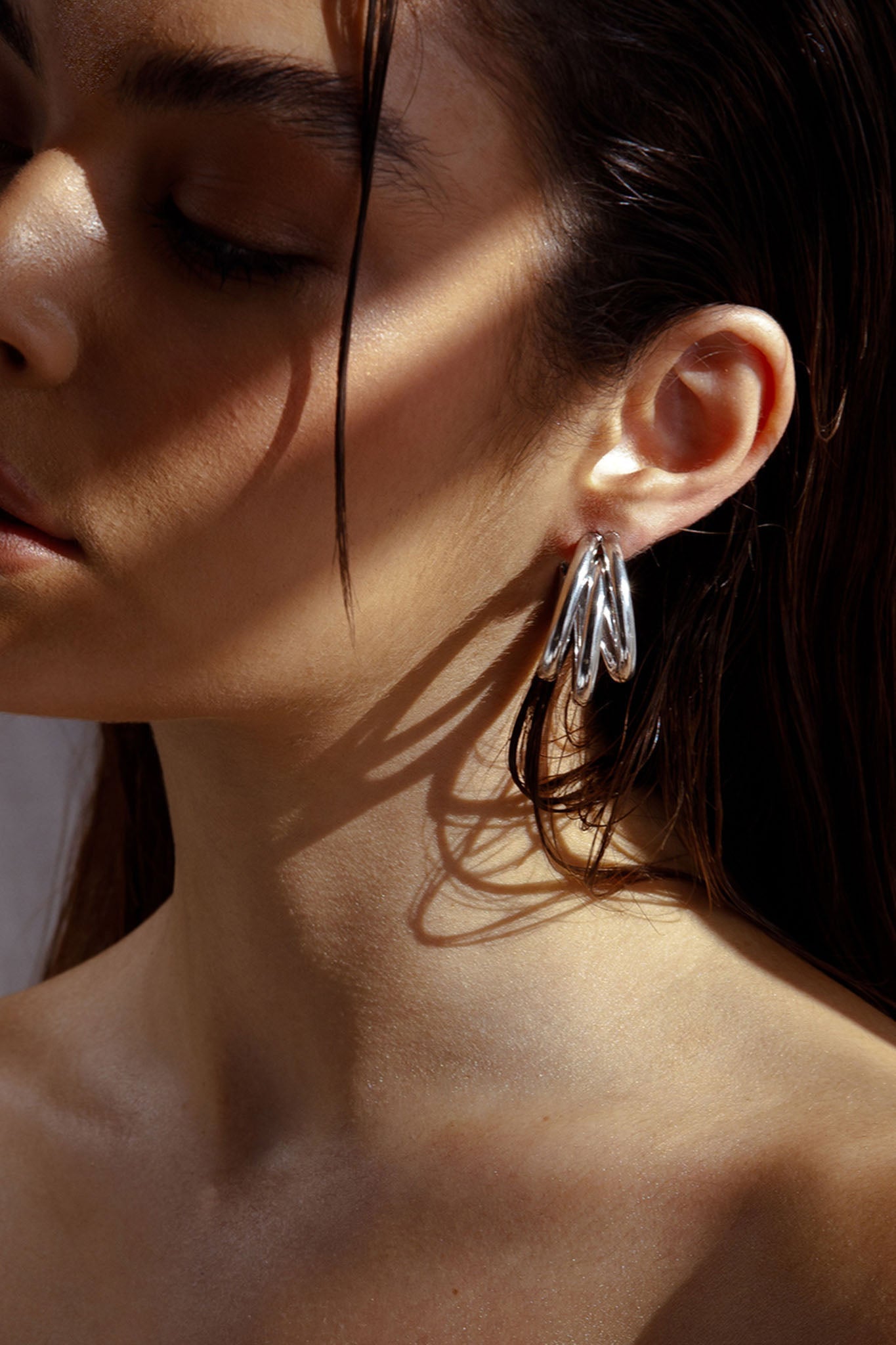 Dominique Triple Hoop Earrings Silver by Selfie Leslie