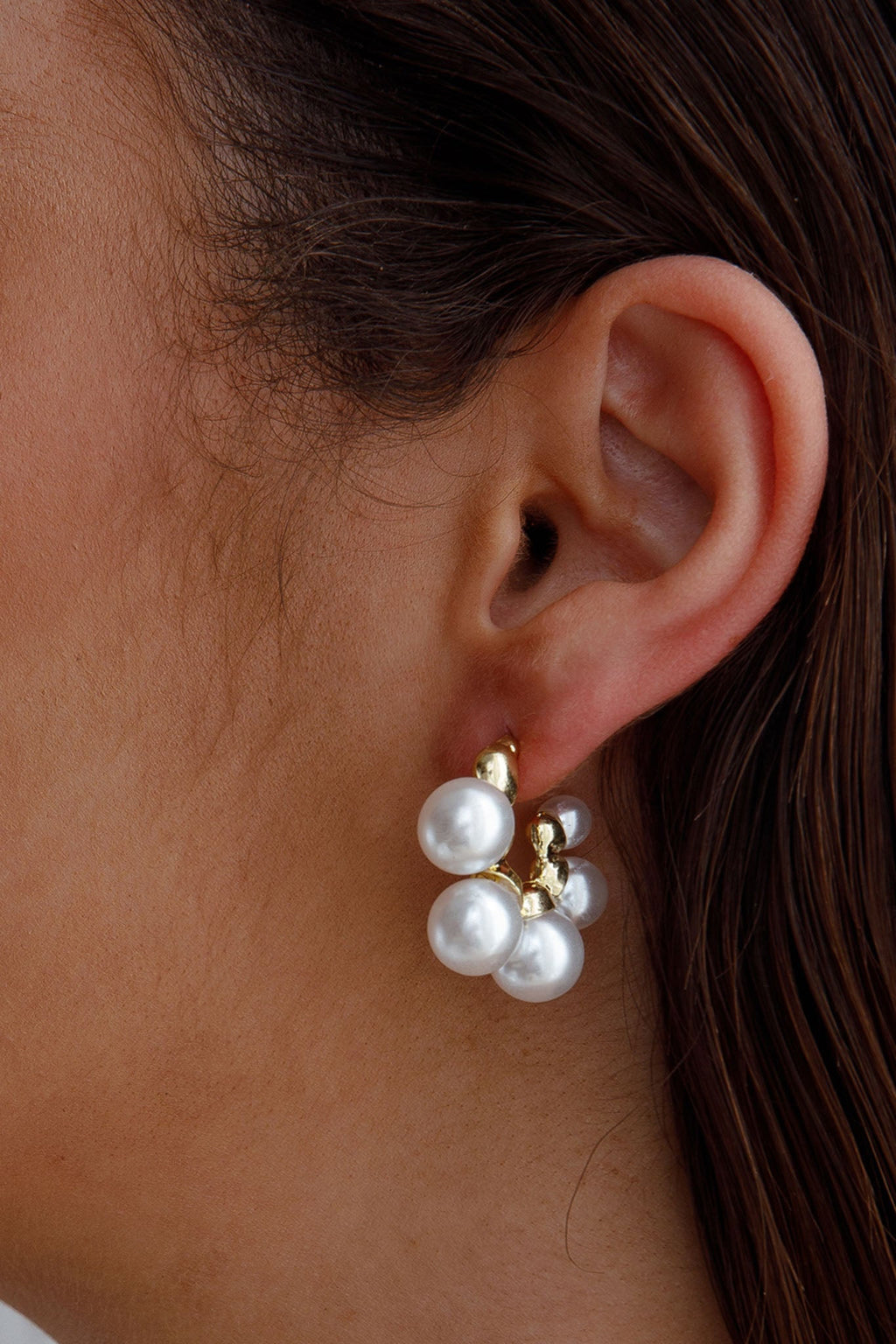 St Tropez Pearl Hoop Earrings Gold by Selfie Leslie