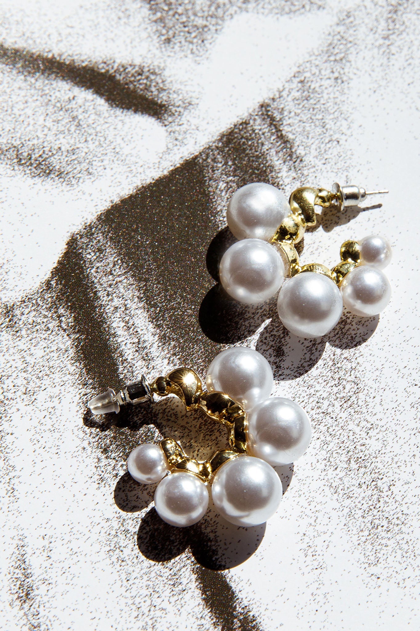 St Tropez Pearl Hoop Earrings Gold by Selfie Leslie