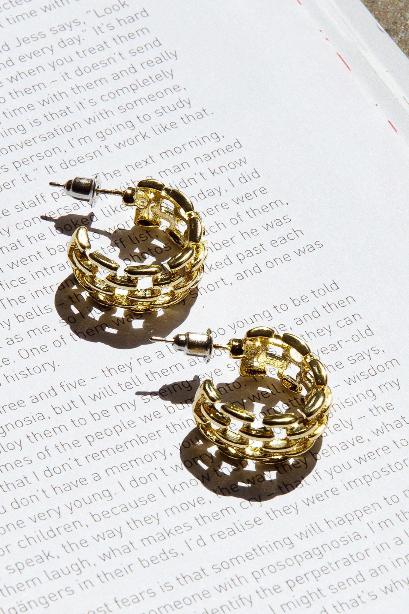 Vivienne Square Link Small Hoop Earrings Gold by Selfie Leslie