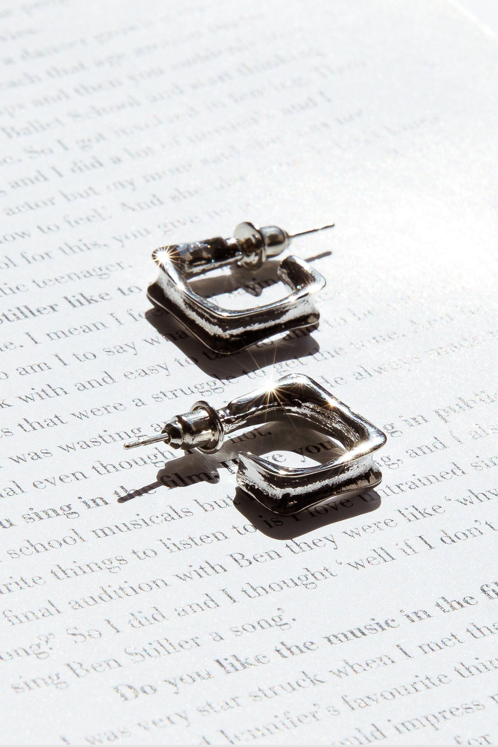 Maddox Small Square Hoop Earrings Silver by Selfie Leslie