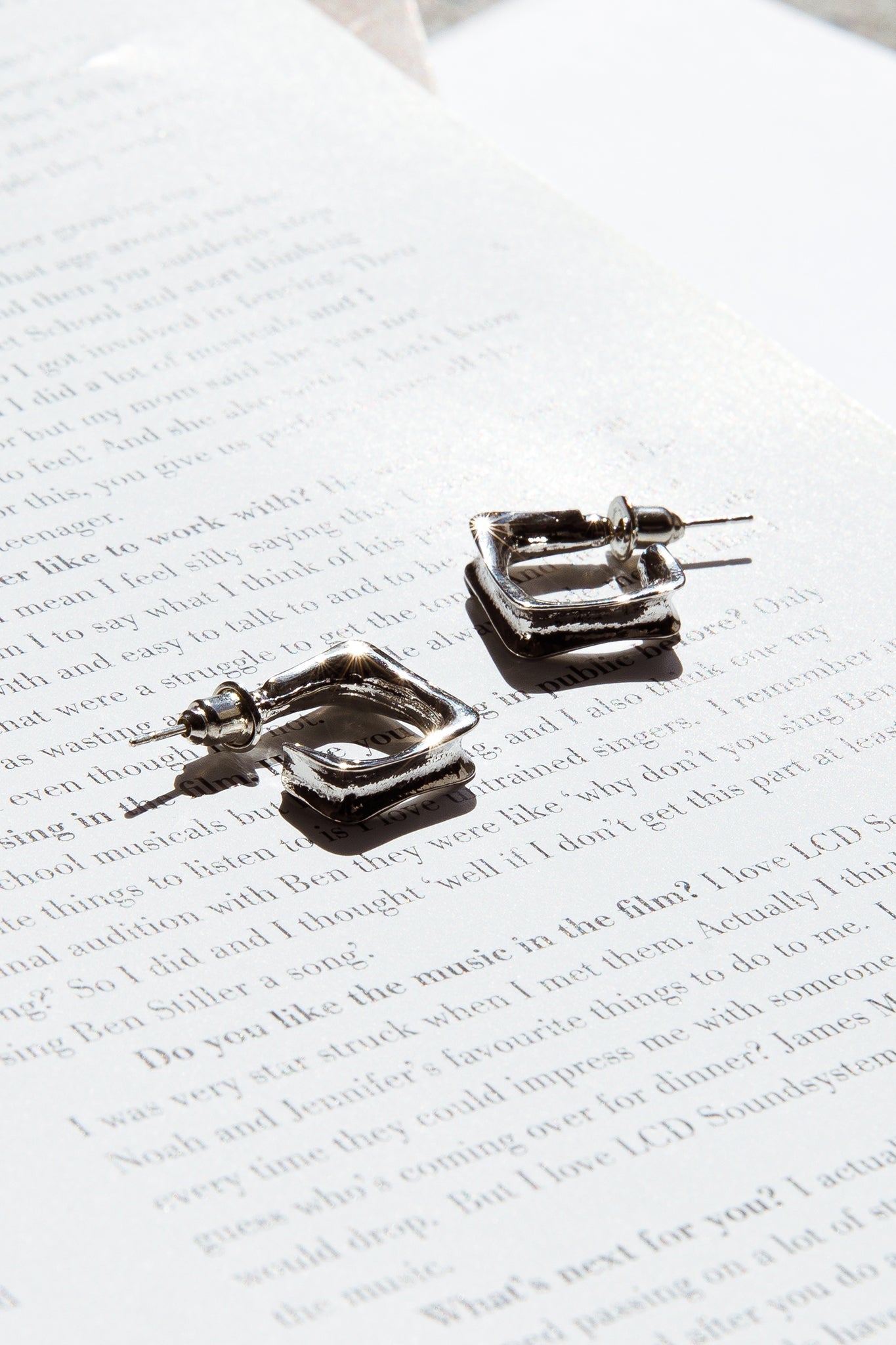 Maddox Small Square Hoop Earrings Silver by Selfie Leslie