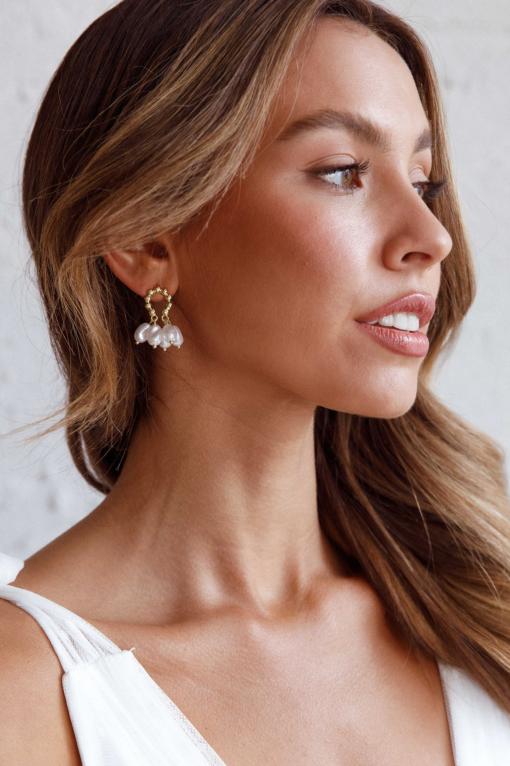 Sierra Pearl Statement Earrings Gold by Selfie Leslie Australia
