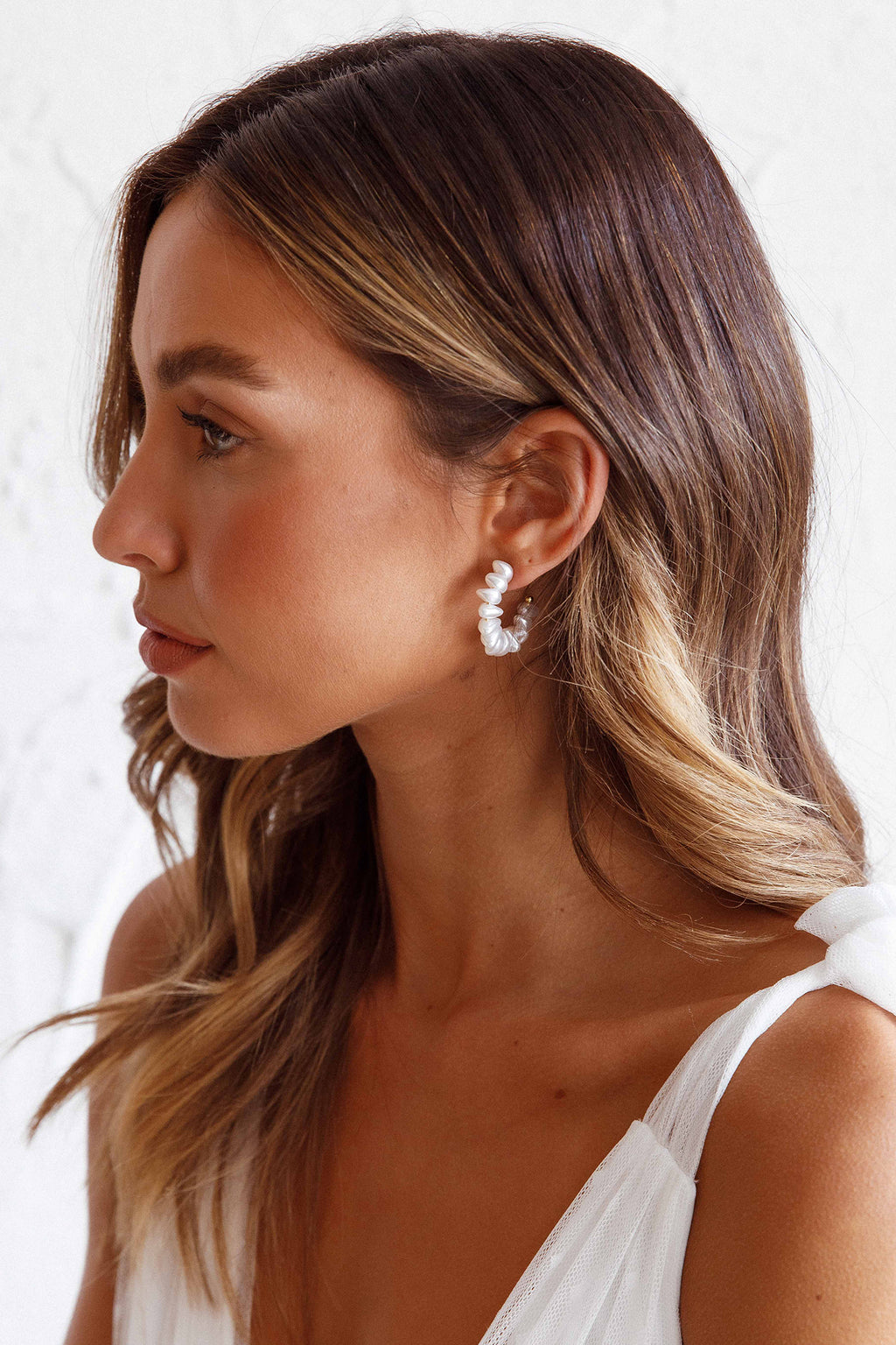 Bold Pearls Hoop Earrings Gold by Selfie Leslie Australia