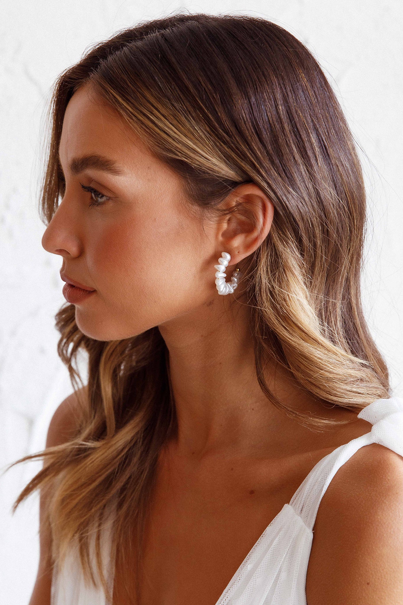 Bold Pearls Hoop Earrings Gold by Selfie Leslie Australia