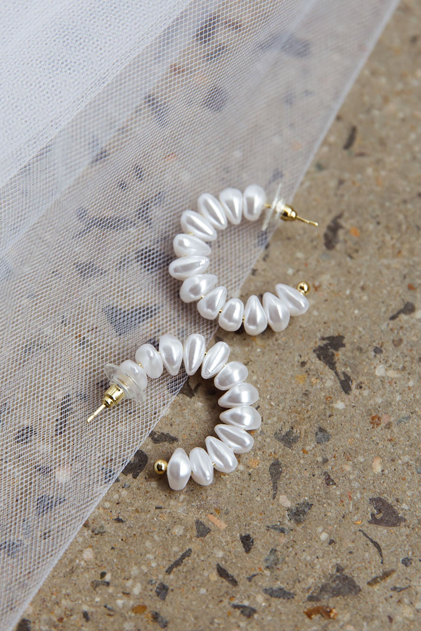 Bold Pearls Hoop Earrings Gold by Selfie Leslie Australia