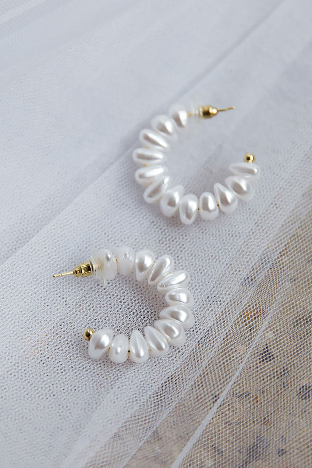 Bold Pearls Hoop Earrings Gold by Selfie Leslie Australia