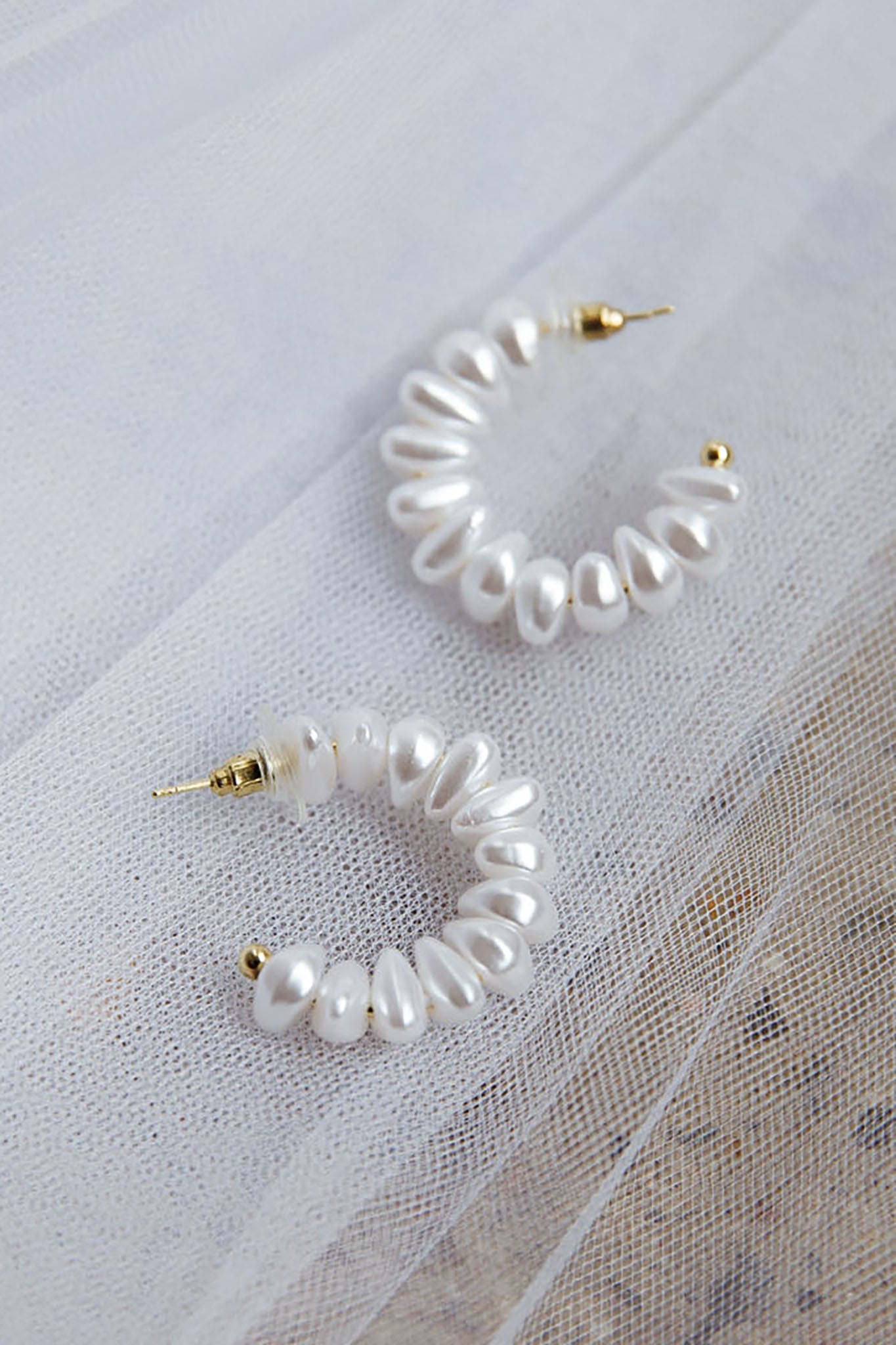 Bold Pearls Hoop Earrings Gold by Selfie Leslie Australia