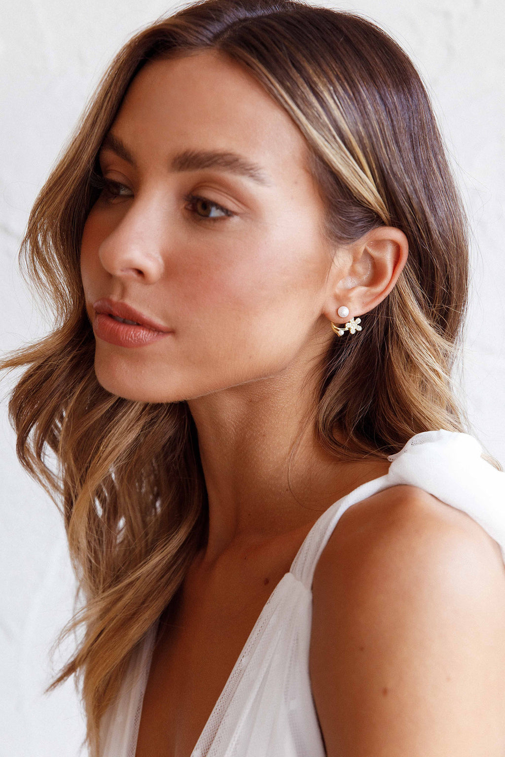 Dakota Pearl Earrings Gold by Selfie Leslie Australia