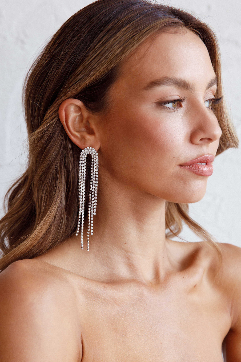 Angela Diamante Drop Earrings Silver by Selfie Leslie Australia
