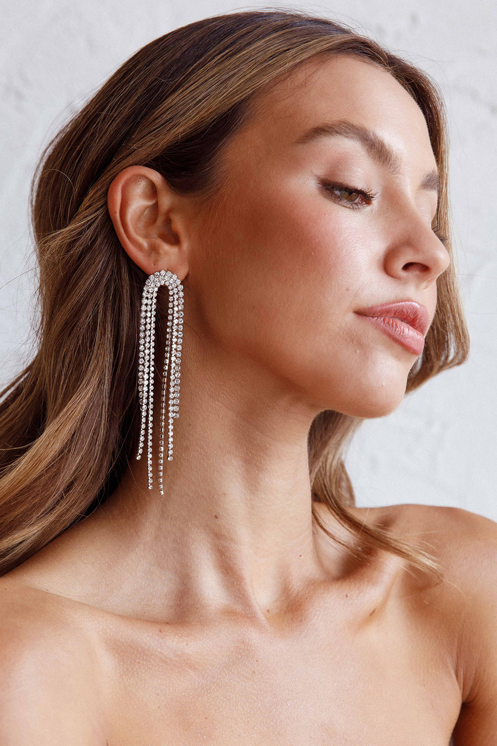 Angela Diamante Drop Earrings Silver by Selfie Leslie Australia