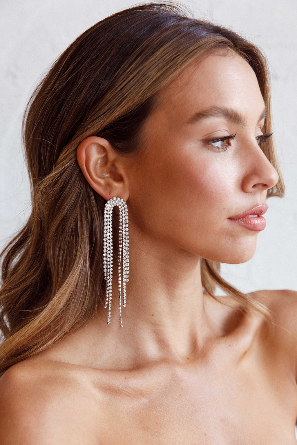 Angela Diamante Drop Earrings Silver by Selfie Leslie Australia
