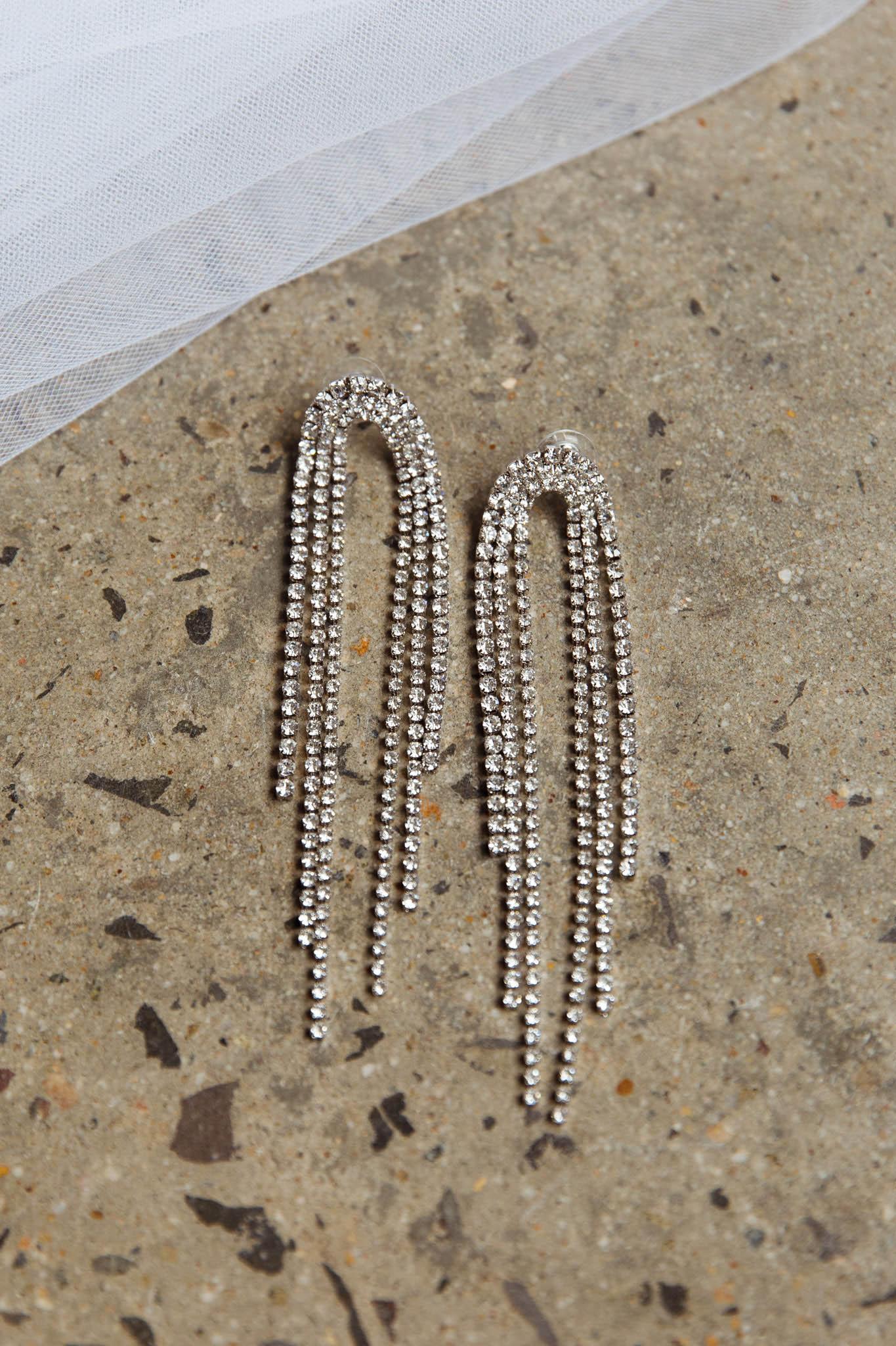 Angela Diamante Drop Earrings Silver by Selfie Leslie Australia