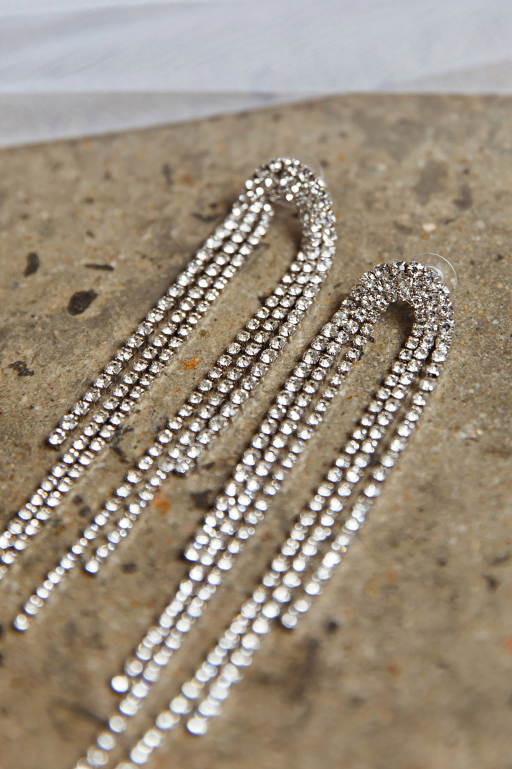 Angela Diamante Drop Earrings Silver by Selfie Leslie Australia