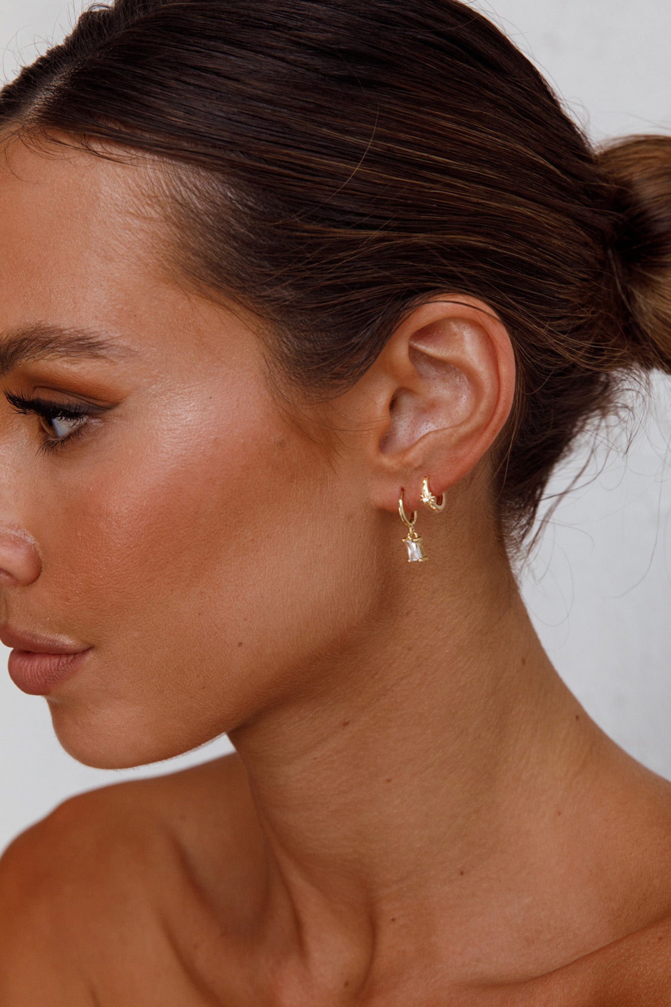 April Diamante Drop Hoop Earrings Clear by Selfie Leslie Australia
