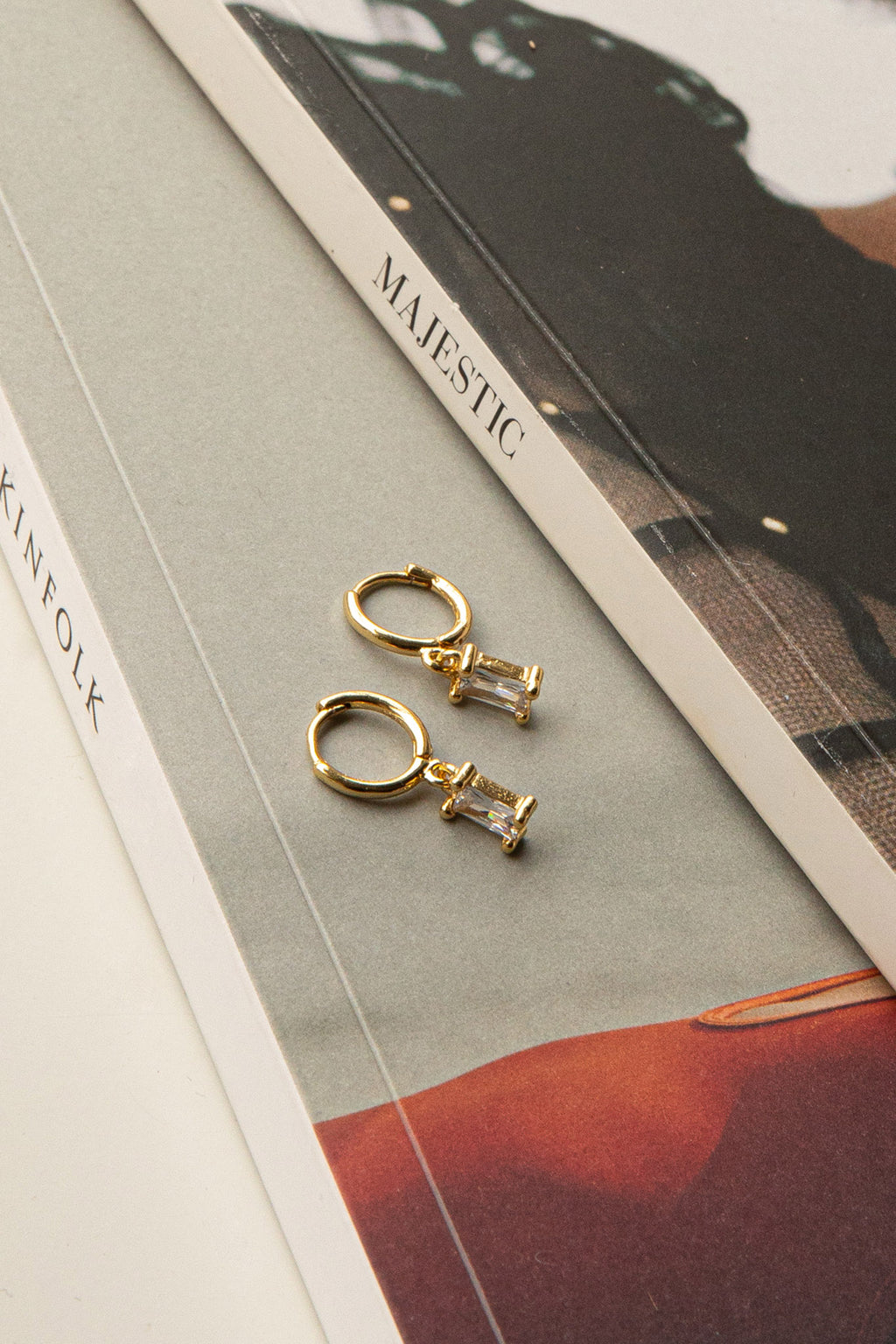 April Diamante Drop Hoop Earrings Clear by Selfie Leslie Australia