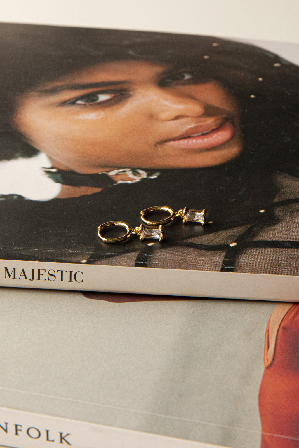 April Diamante Drop Hoop Earrings Clear by Selfie Leslie Australia
