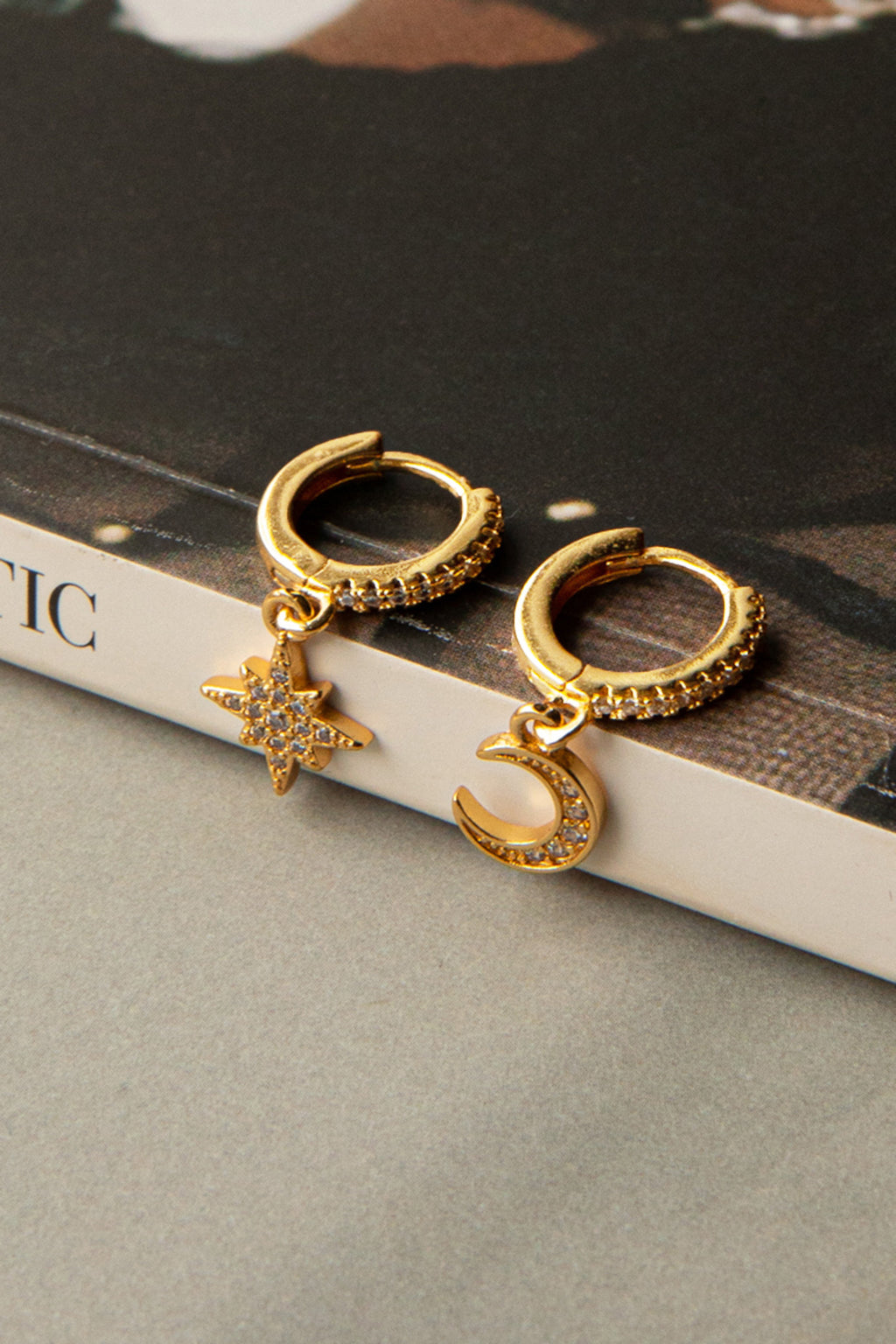 Midnight Drop Diamante Hoop Earrings Gold by Selfie Leslie Australia
