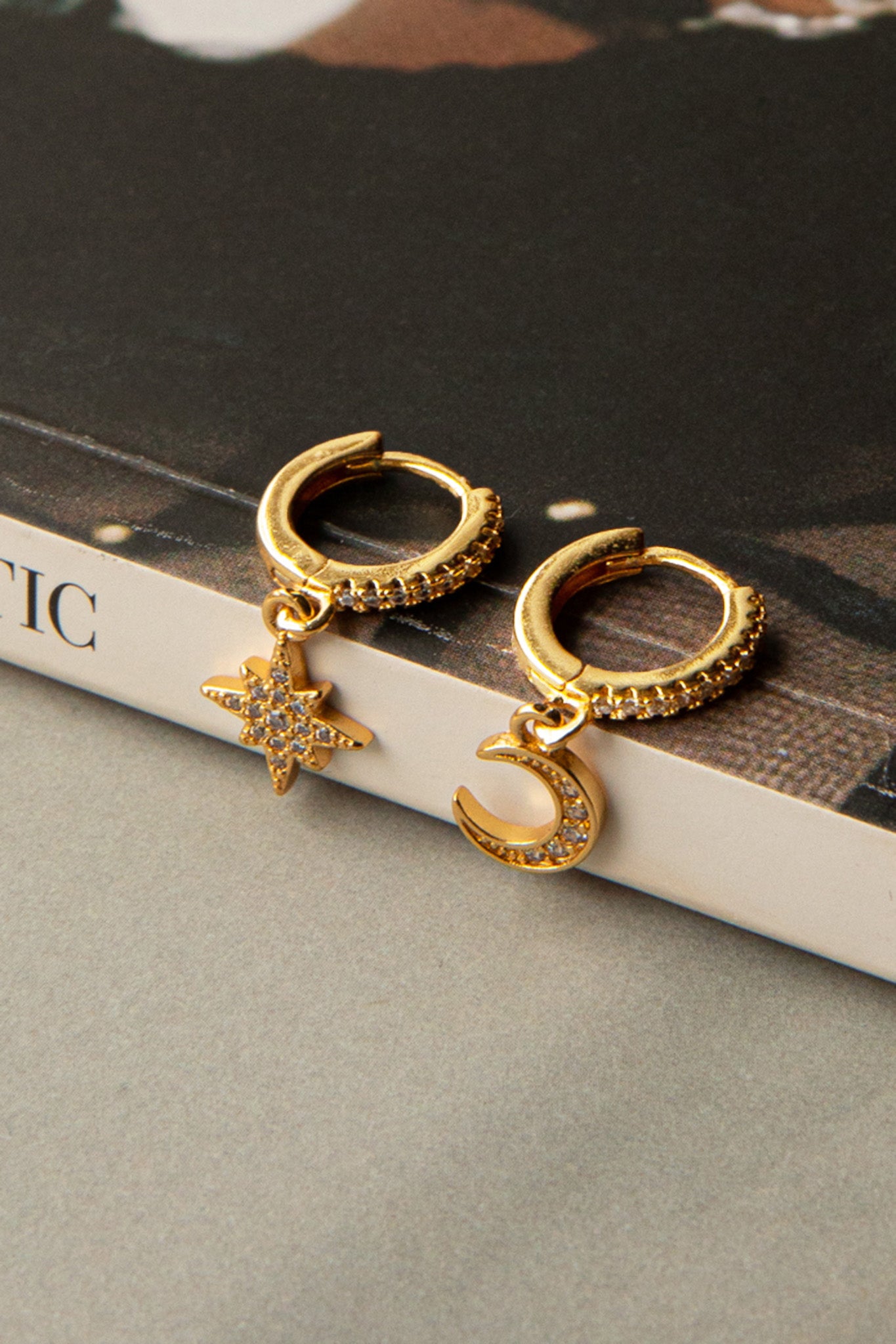 Midnight Drop Diamante Hoop Earrings Gold by Selfie Leslie Australia