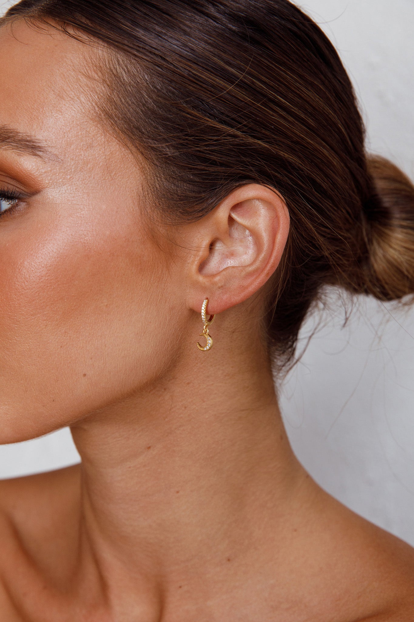 Midnight Drop Diamante Hoop Earrings Gold by Selfie Leslie Australia