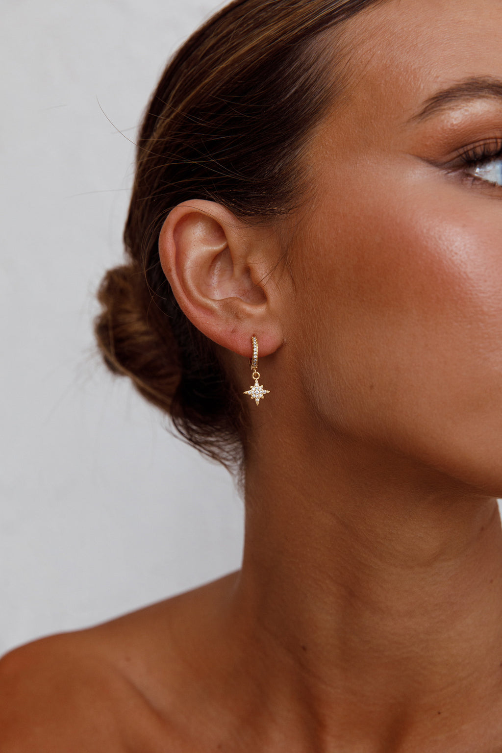 Midnight Drop Diamante Hoop Earrings Gold by Selfie Leslie Australia