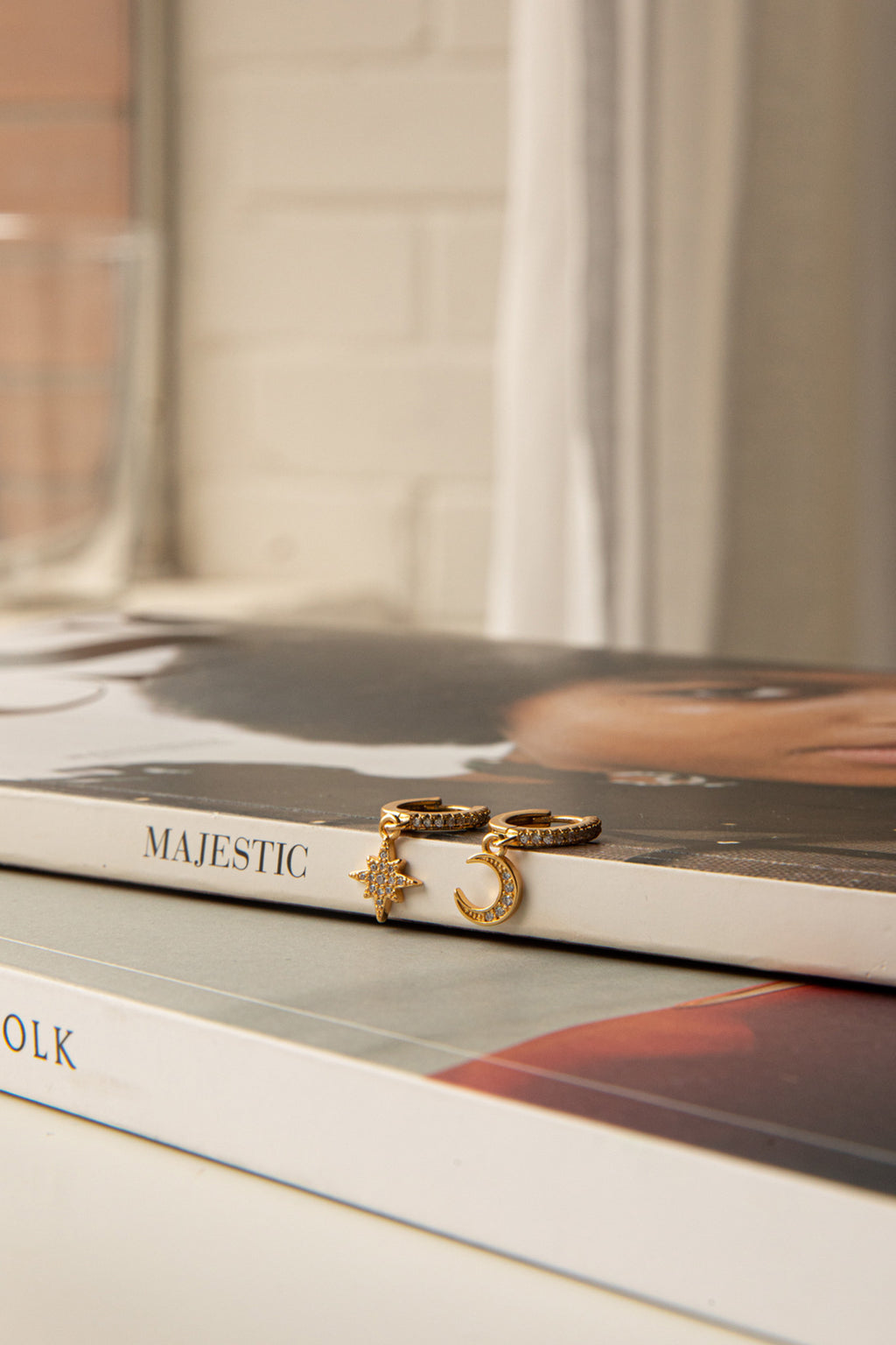 Midnight Drop Diamante Hoop Earrings Gold by Selfie Leslie Australia