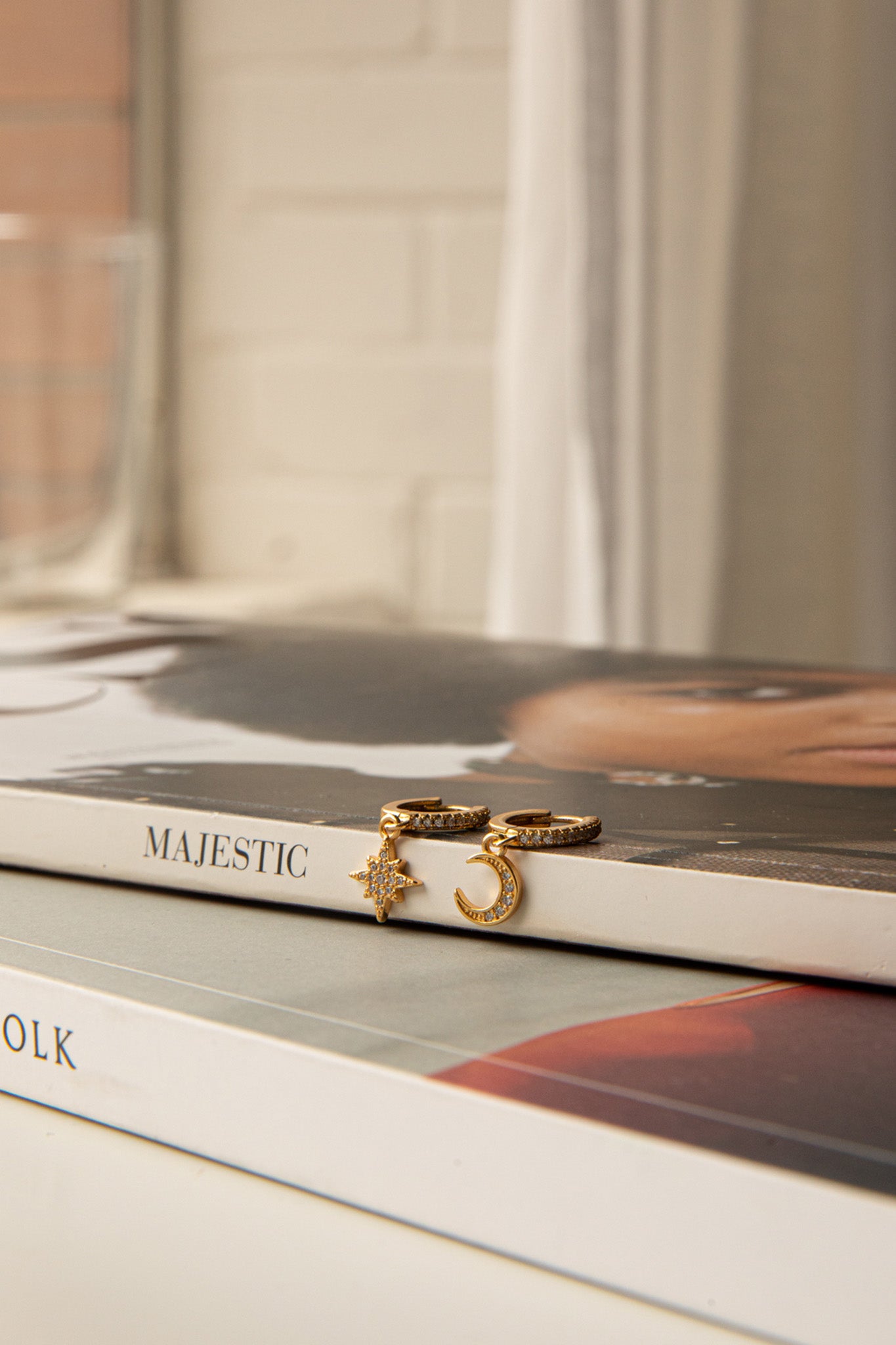 Midnight Drop Diamante Hoop Earrings Gold by Selfie Leslie Australia