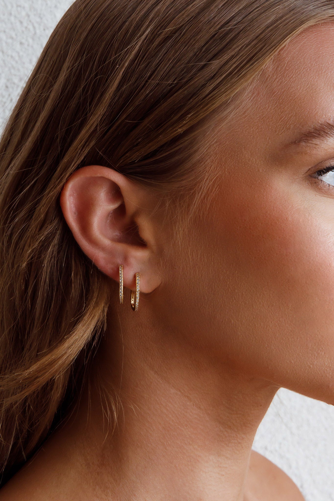 Ark Diamante Hoop Earrings Gold by Selfie Leslie Australia