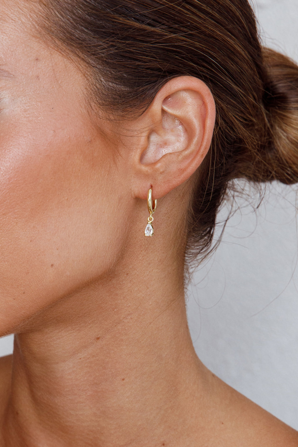 Teary Drop Diamante Hoop Earrings Gold by Selfie Leslie Australia