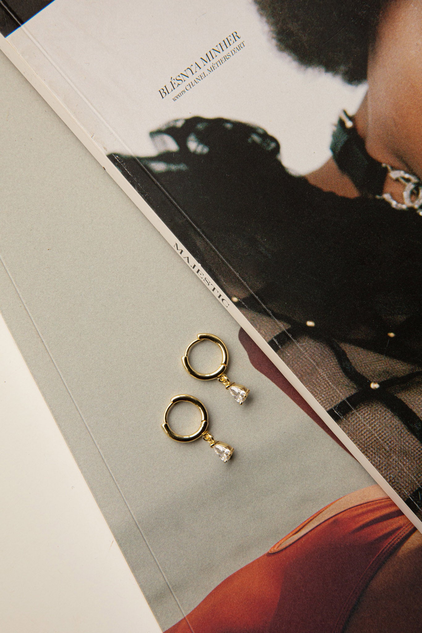Teary Drop Diamante Hoop Earrings Gold by Selfie Leslie Australia