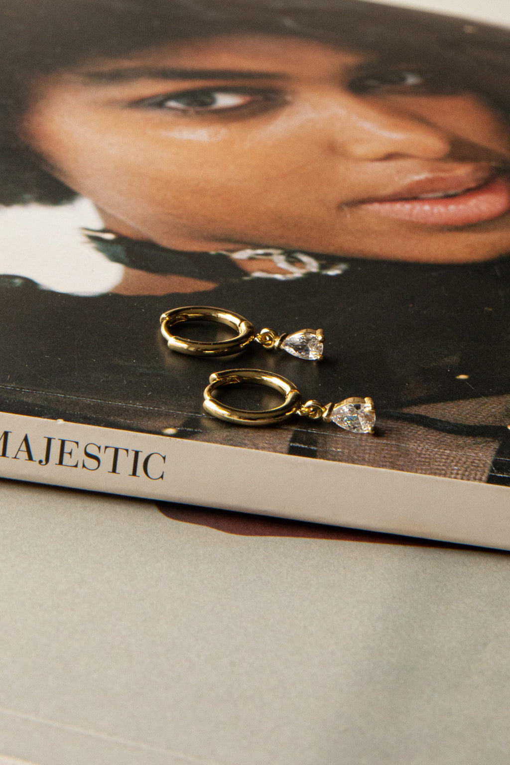 Teary Drop Diamante Hoop Earrings Gold by Selfie Leslie Australia