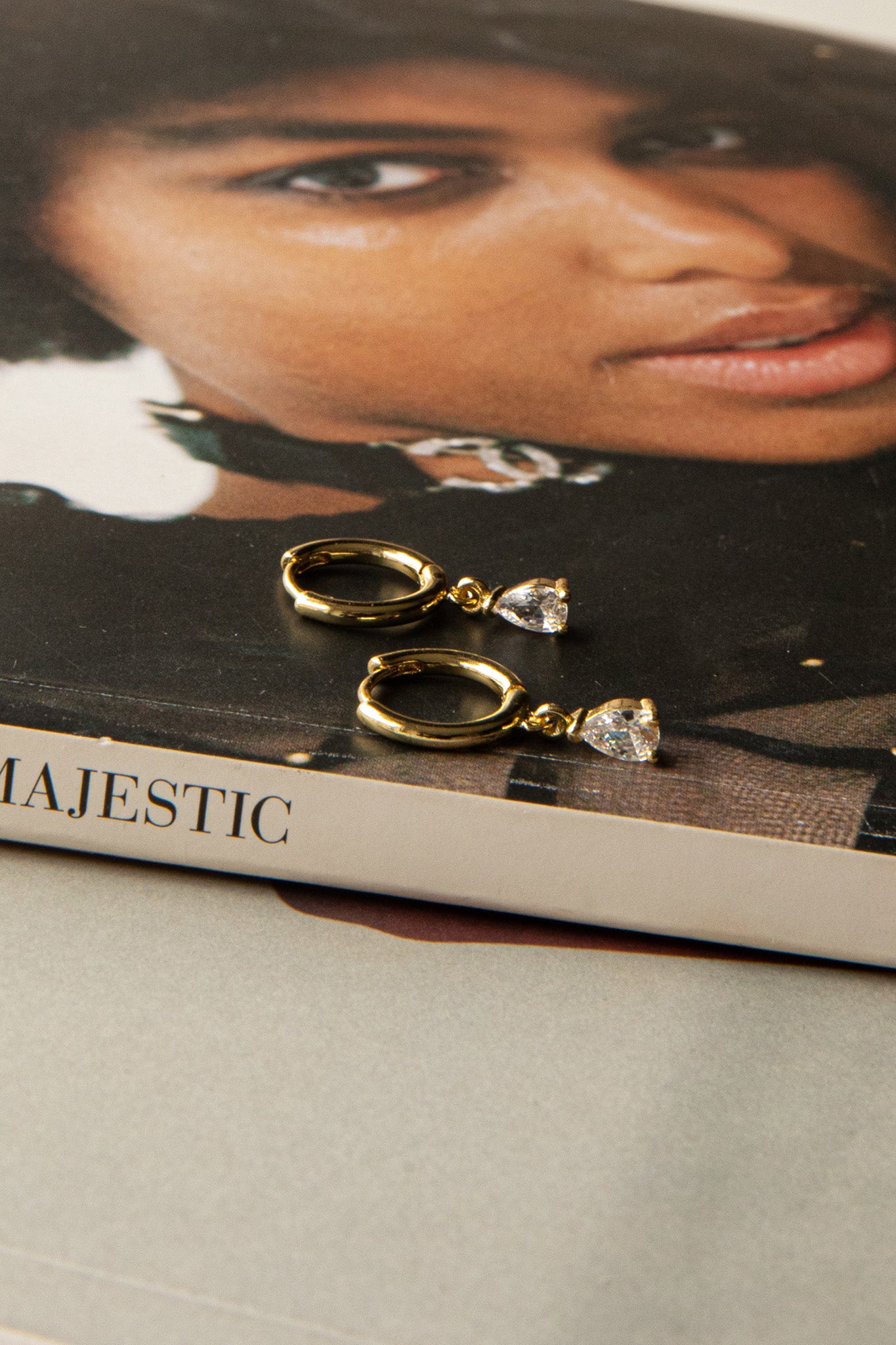 Teary Drop Diamante Hoop Earrings Gold by Selfie Leslie Australia