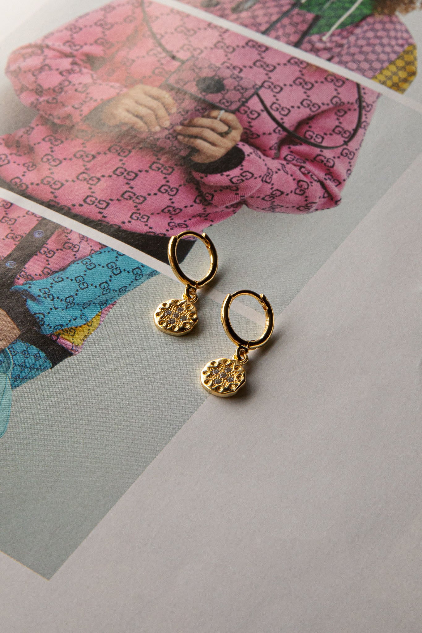 Starry Night Drop Diamante Hoop Earrings Gold by Selfie Leslie Australia