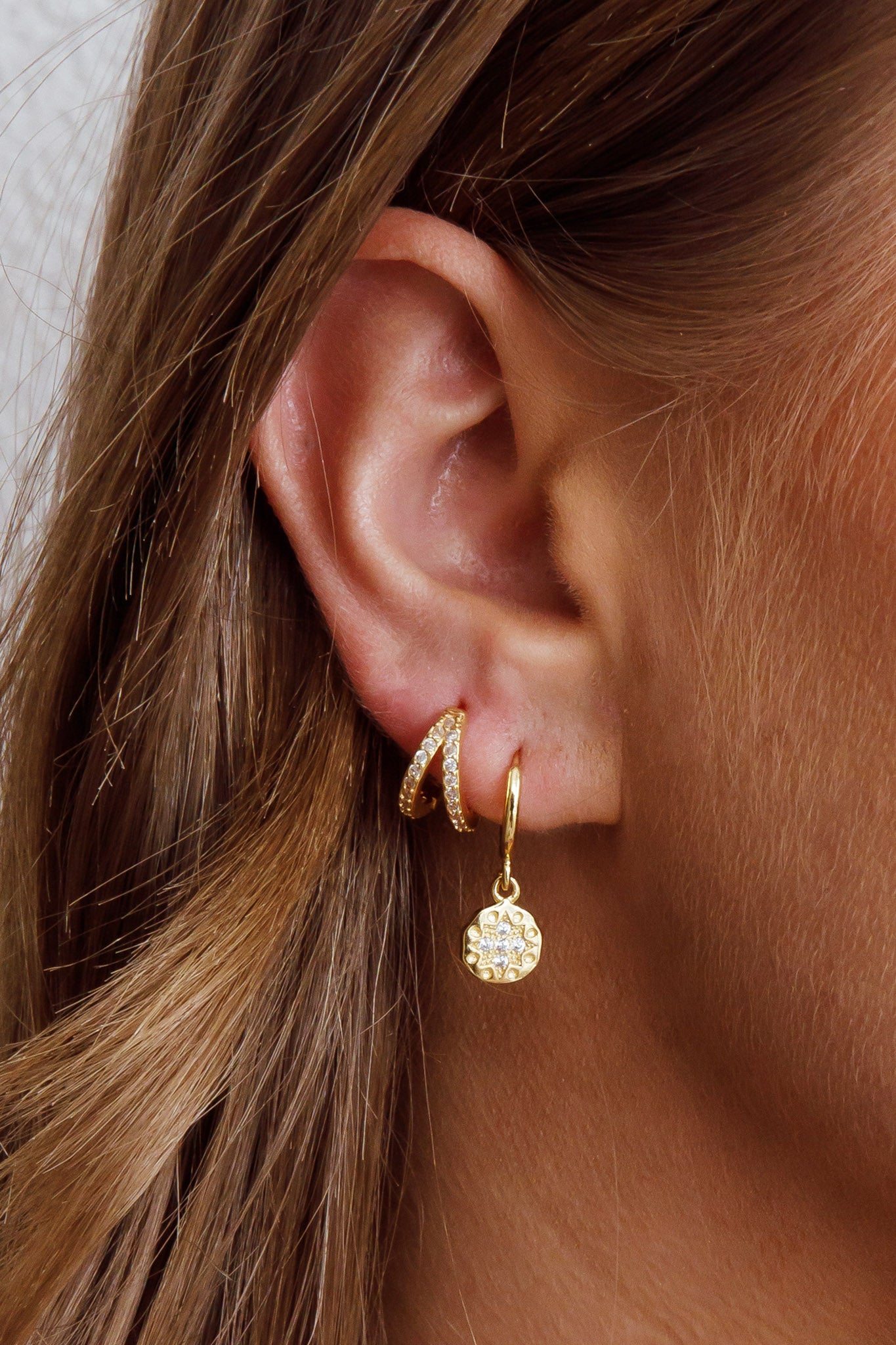 Starry Night Drop Diamante Hoop Earrings Gold by Selfie Leslie Australia