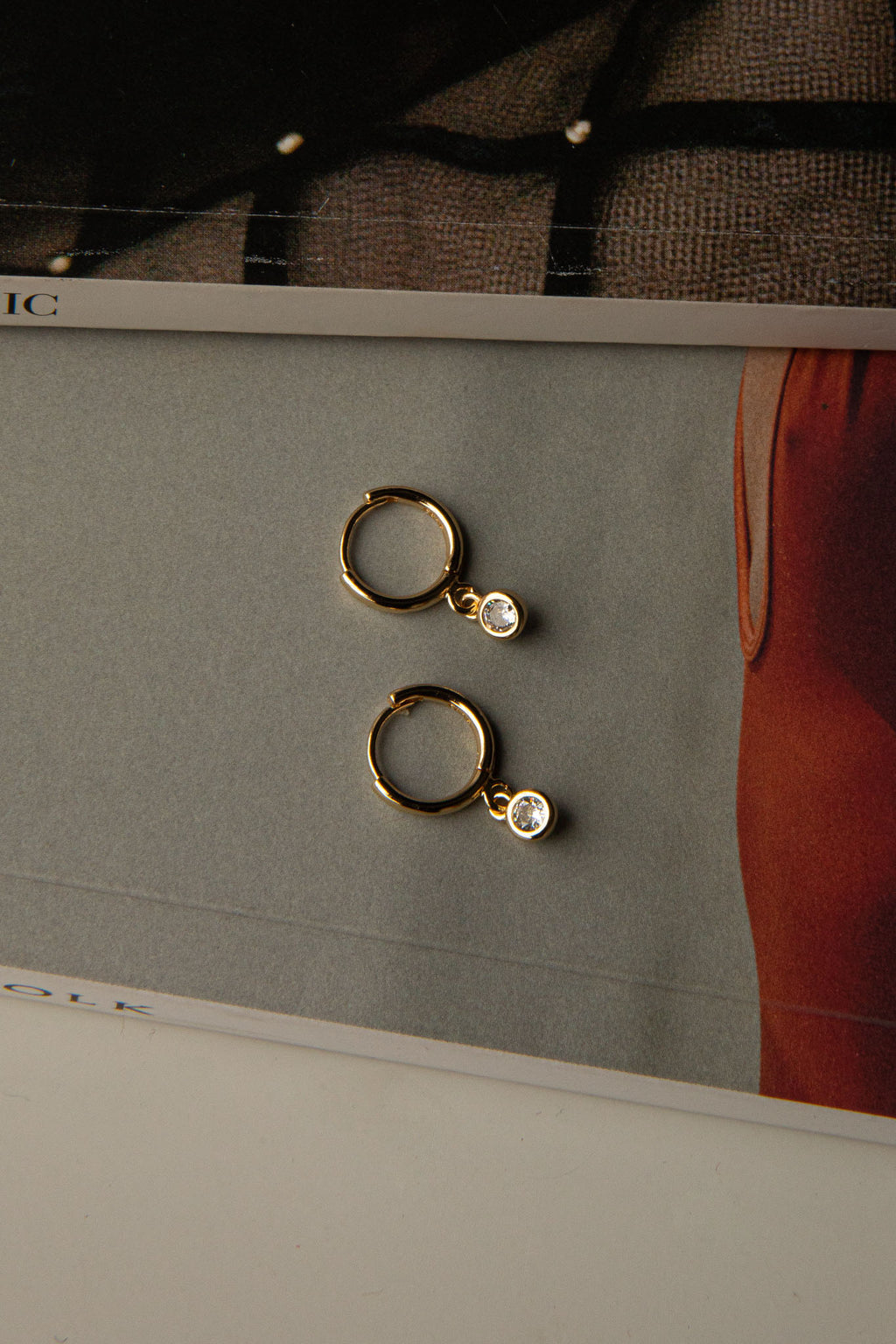 Twelve O'clock Drop Diamante Hoop Earrings Gold by Selfie Leslie Australia