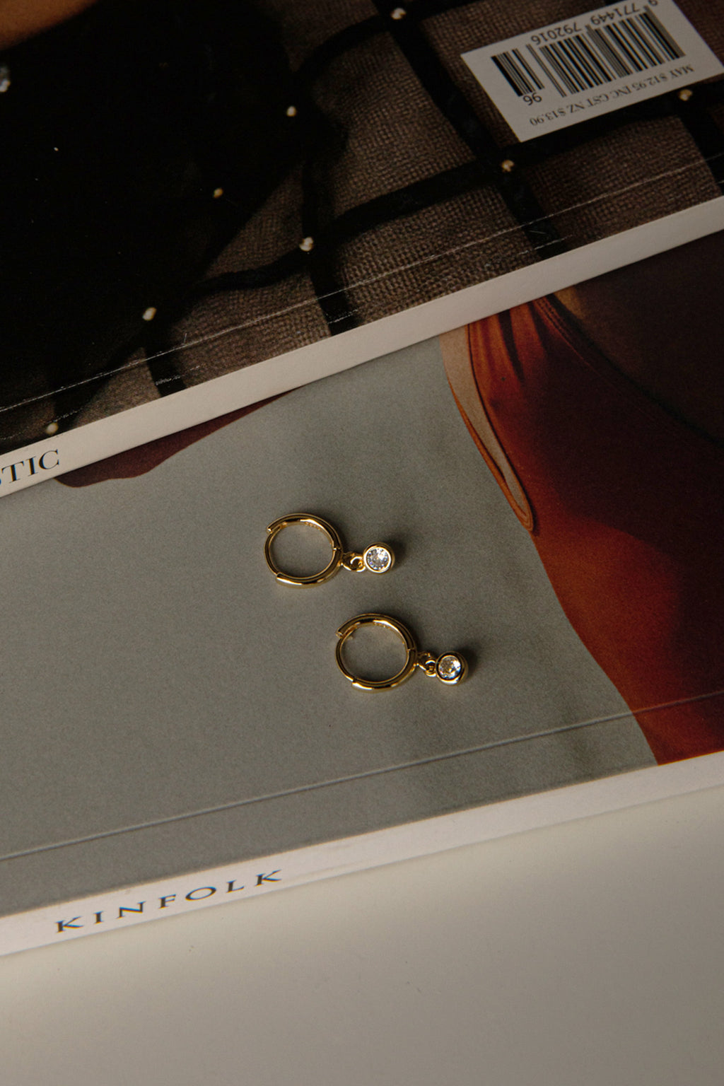 Twelve O'clock Drop Diamante Hoop Earrings Gold by Selfie Leslie Australia