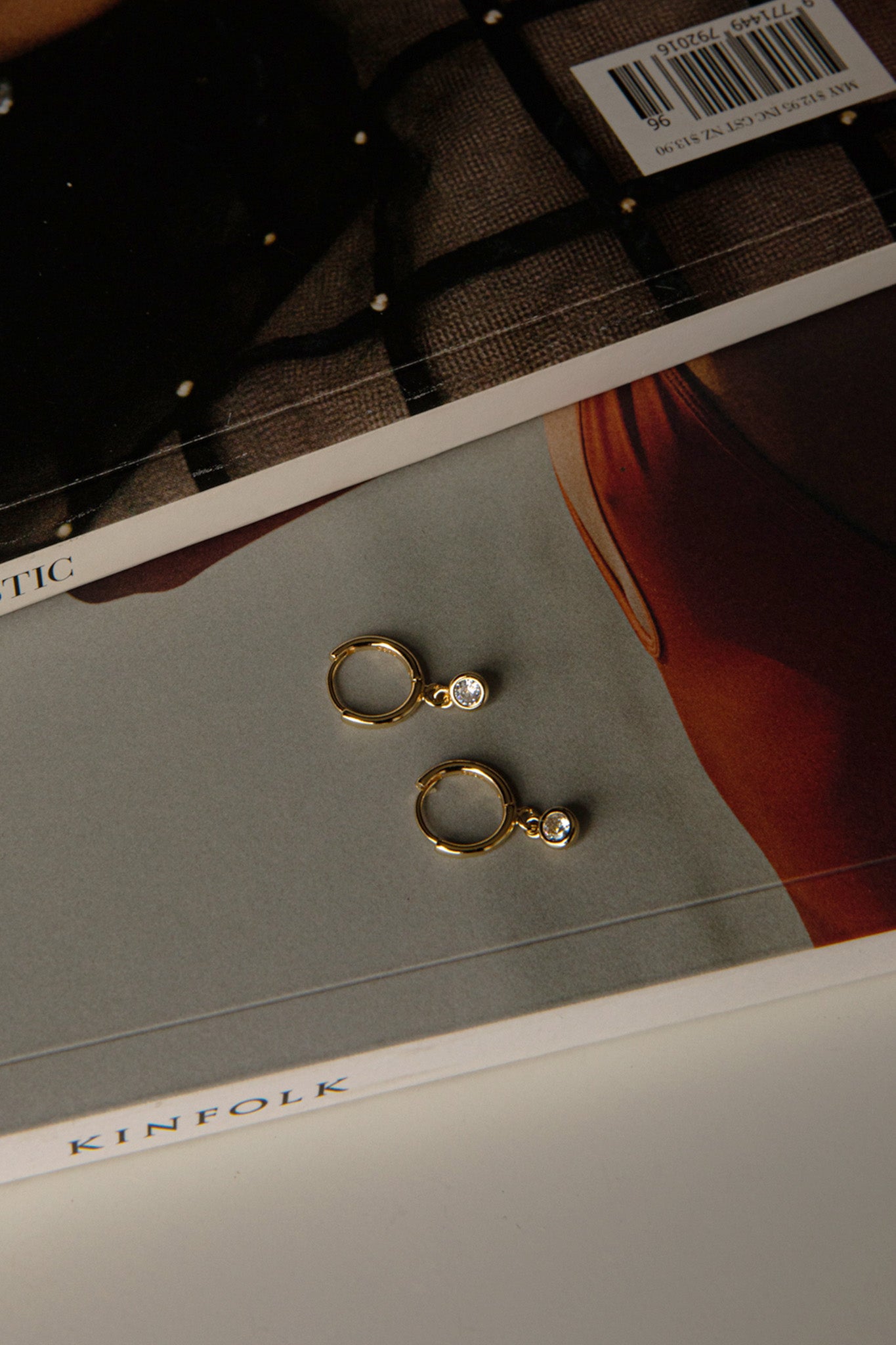 Twelve O'clock Drop Diamante Hoop Earrings Gold by Selfie Leslie Australia
