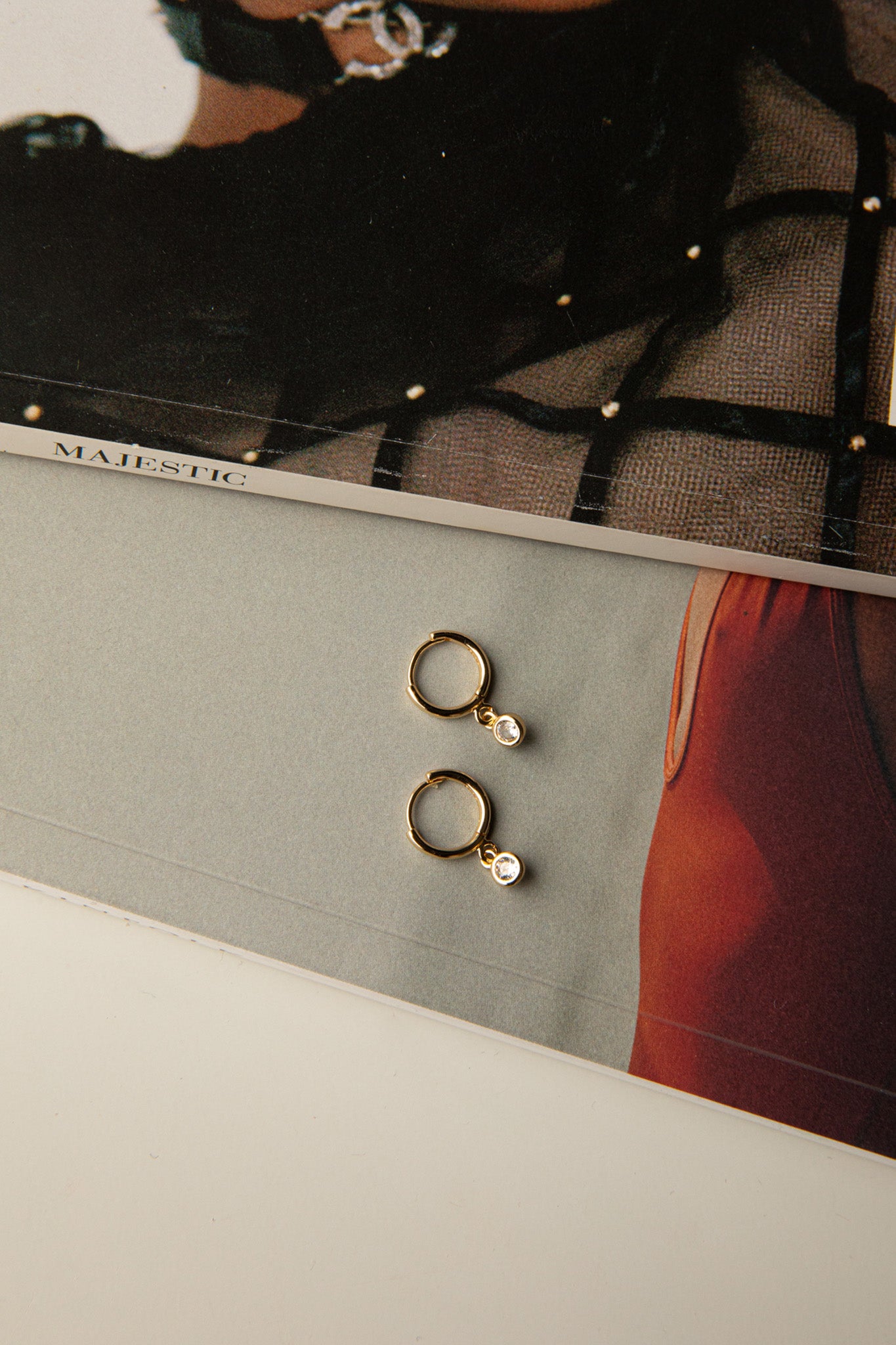 Twelve O'clock Drop Diamante Hoop Earrings Gold by Selfie Leslie Australia