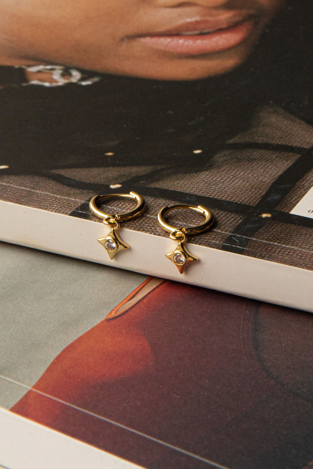 Lucida Drop Diamante Hoop Earrings Gold by Selfie Leslie Australia