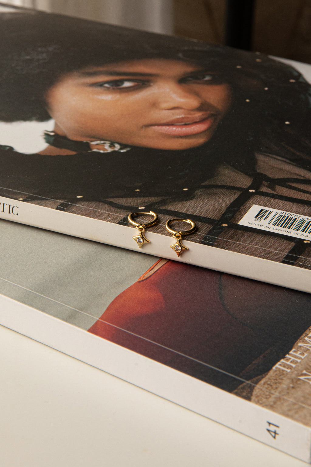 Lucida Drop Diamante Hoop Earrings Gold by Selfie Leslie Australia