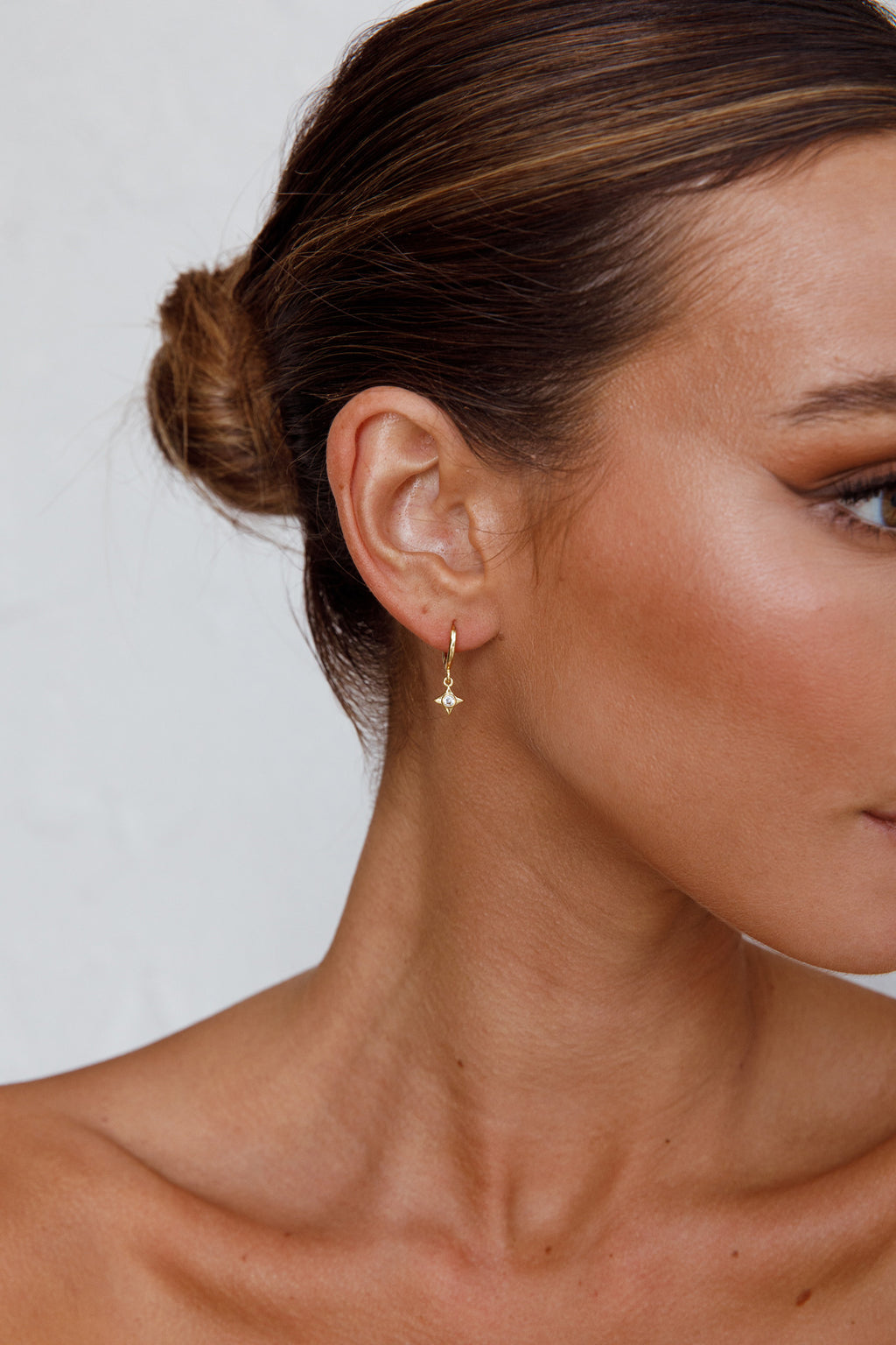 Lucida Drop Diamante Hoop Earrings Gold by Selfie Leslie Australia