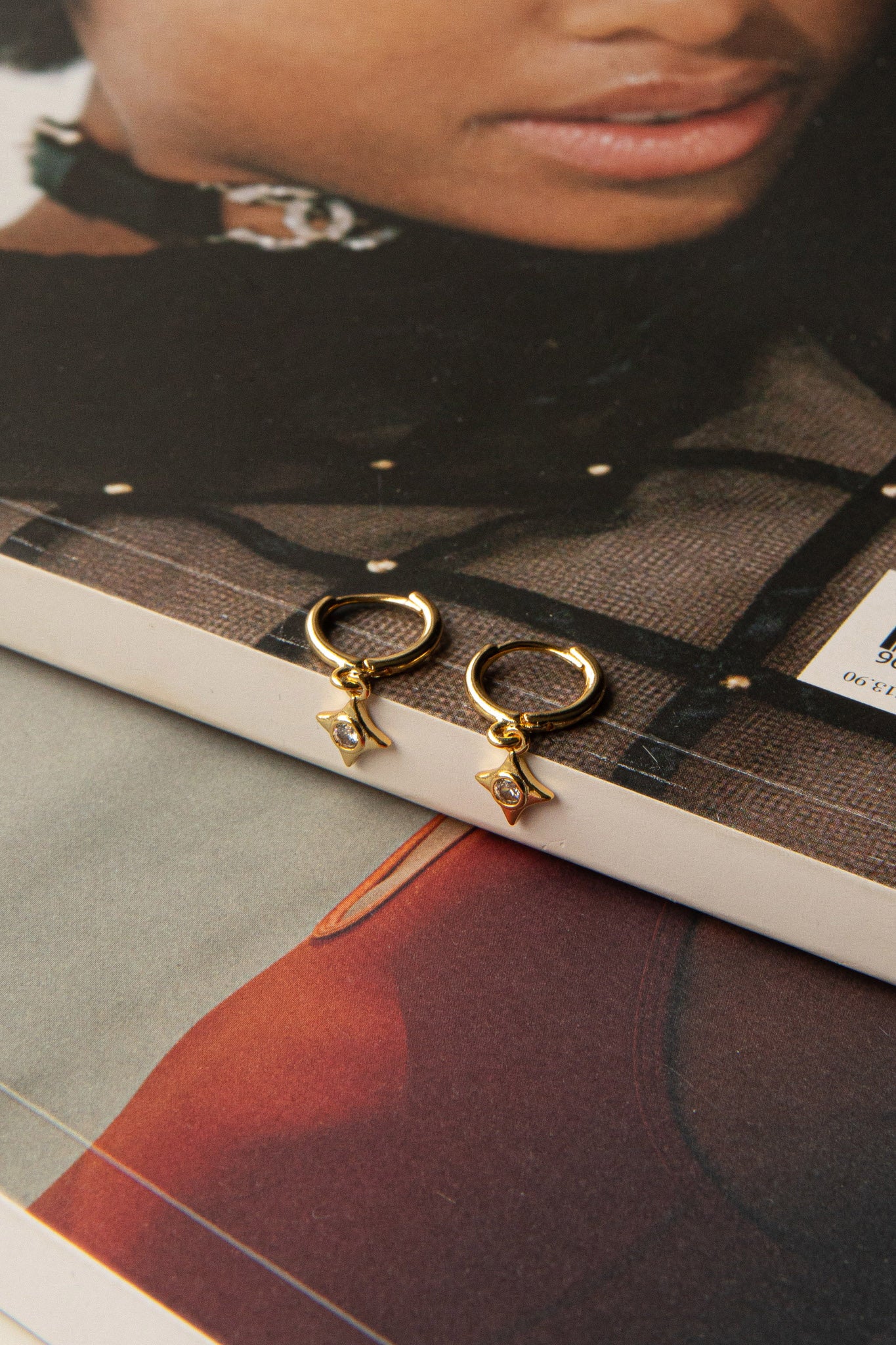 Lucida Drop Diamante Hoop Earrings Gold by Selfie Leslie Australia