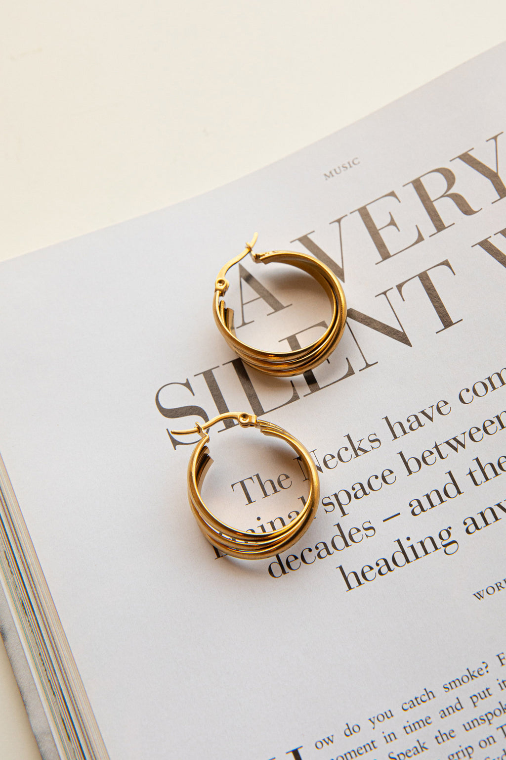 Mona Triple Hoop Earrings Gold by Selfie Leslie Australia