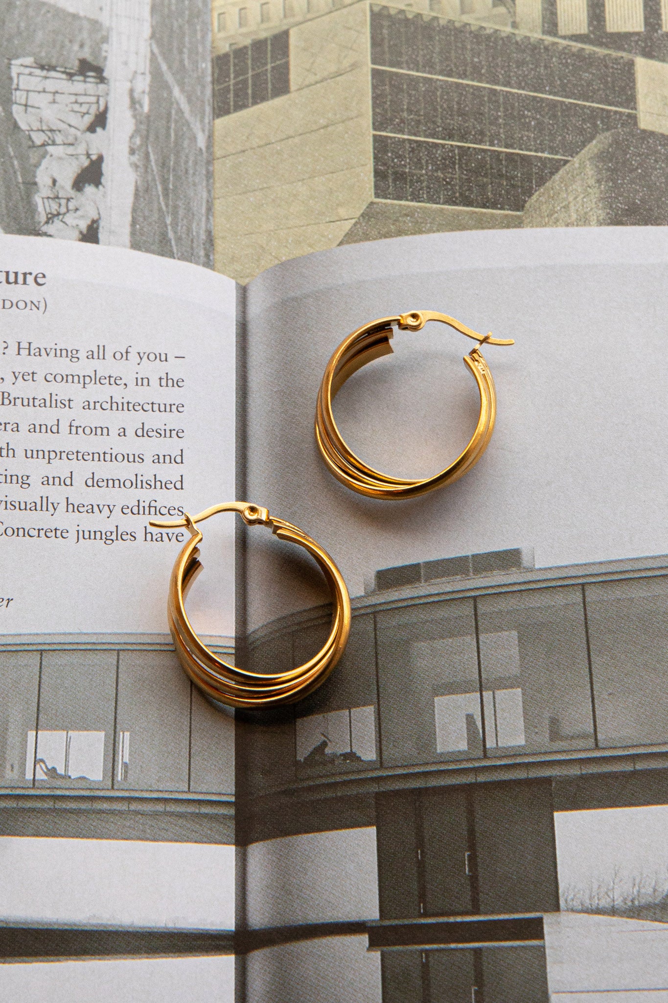 Mona Triple Hoop Earrings Gold by Selfie Leslie Australia