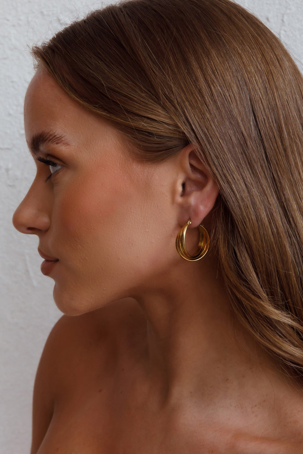 Mona Triple Hoop Earrings Gold by Selfie Leslie Australia