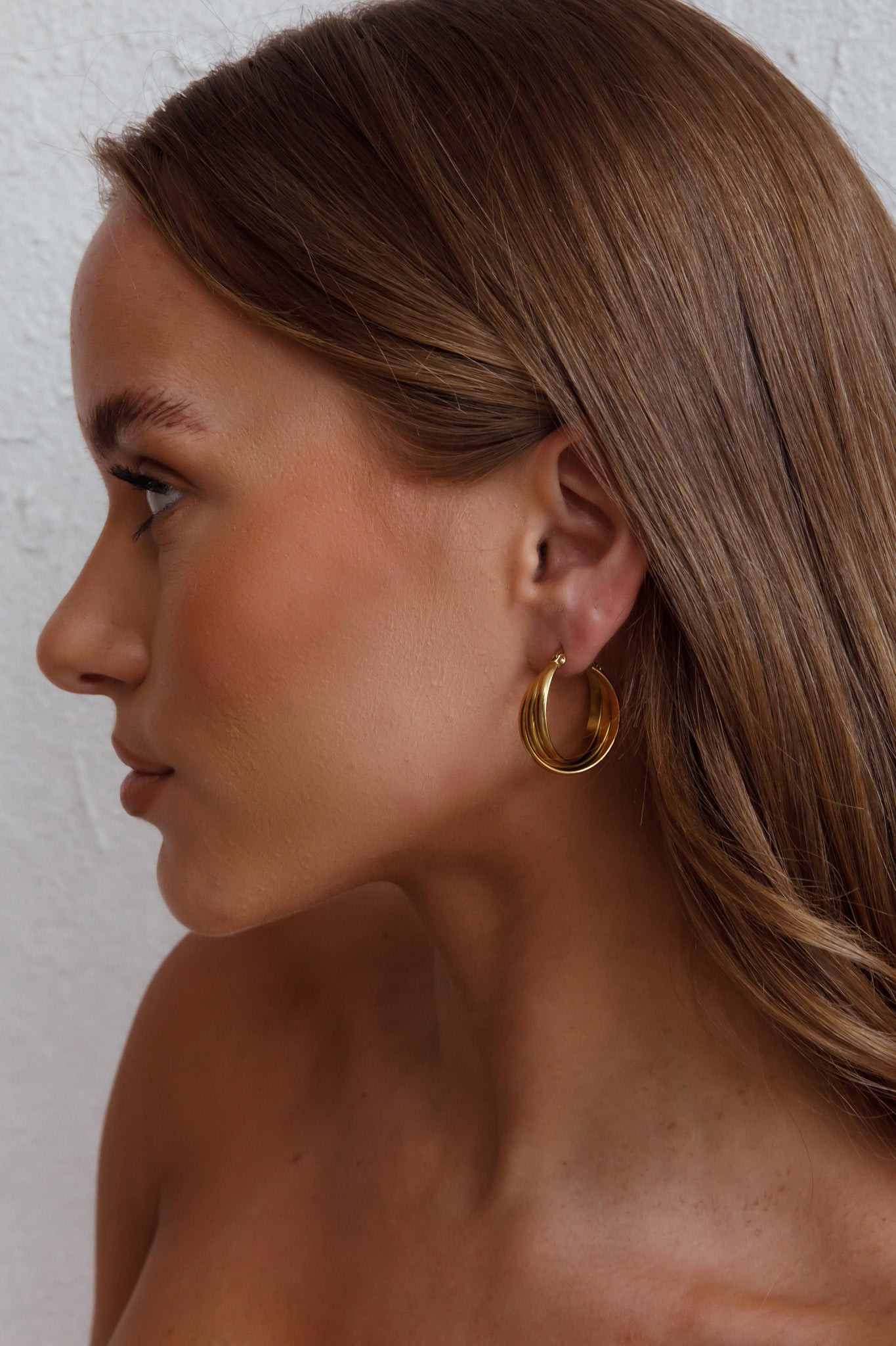 Mona Triple Hoop Earrings Gold by Selfie Leslie Australia