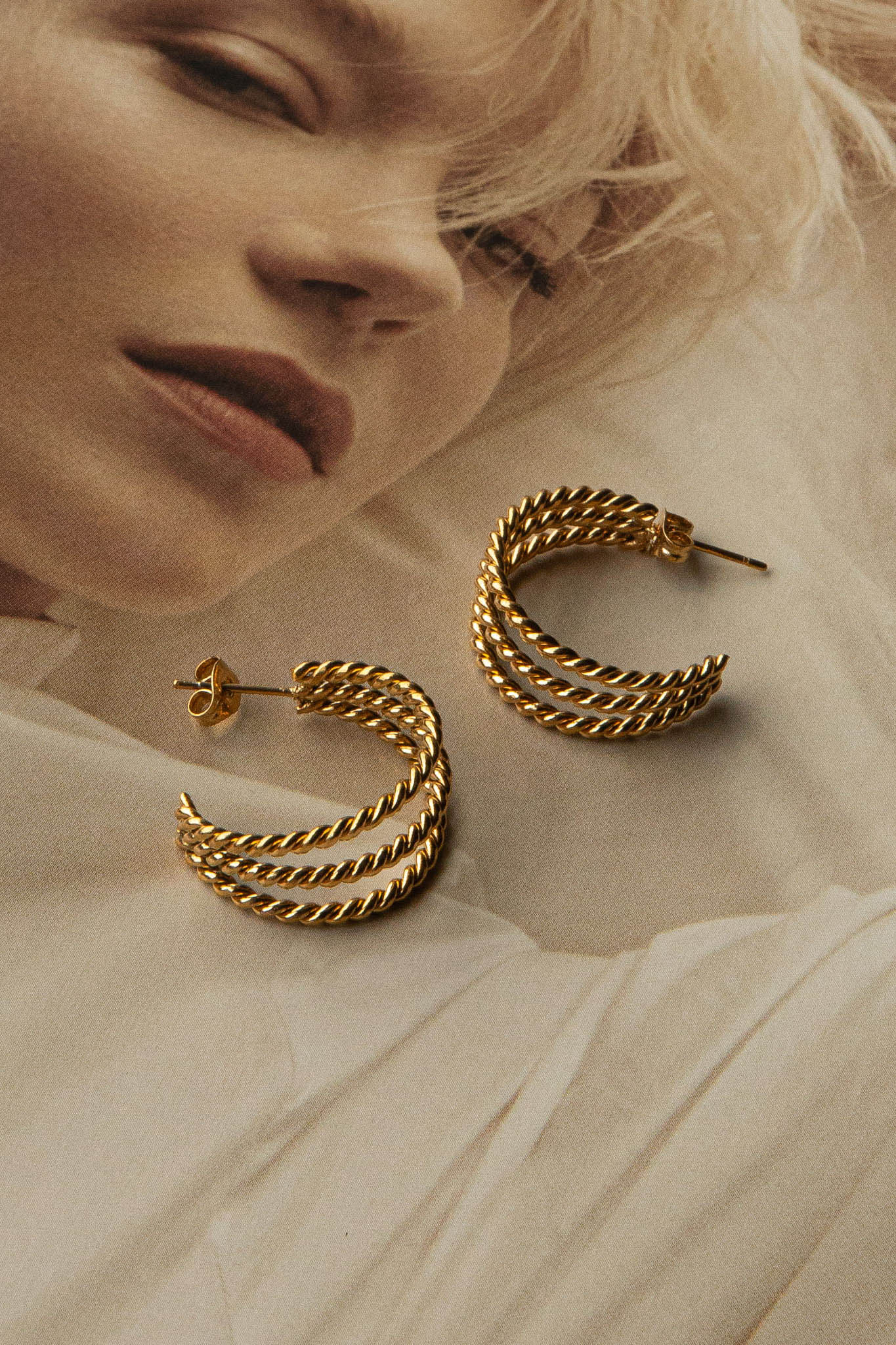 San Francisco Triple Open Hoop Earrings Gold by Selfie Leslie Australia