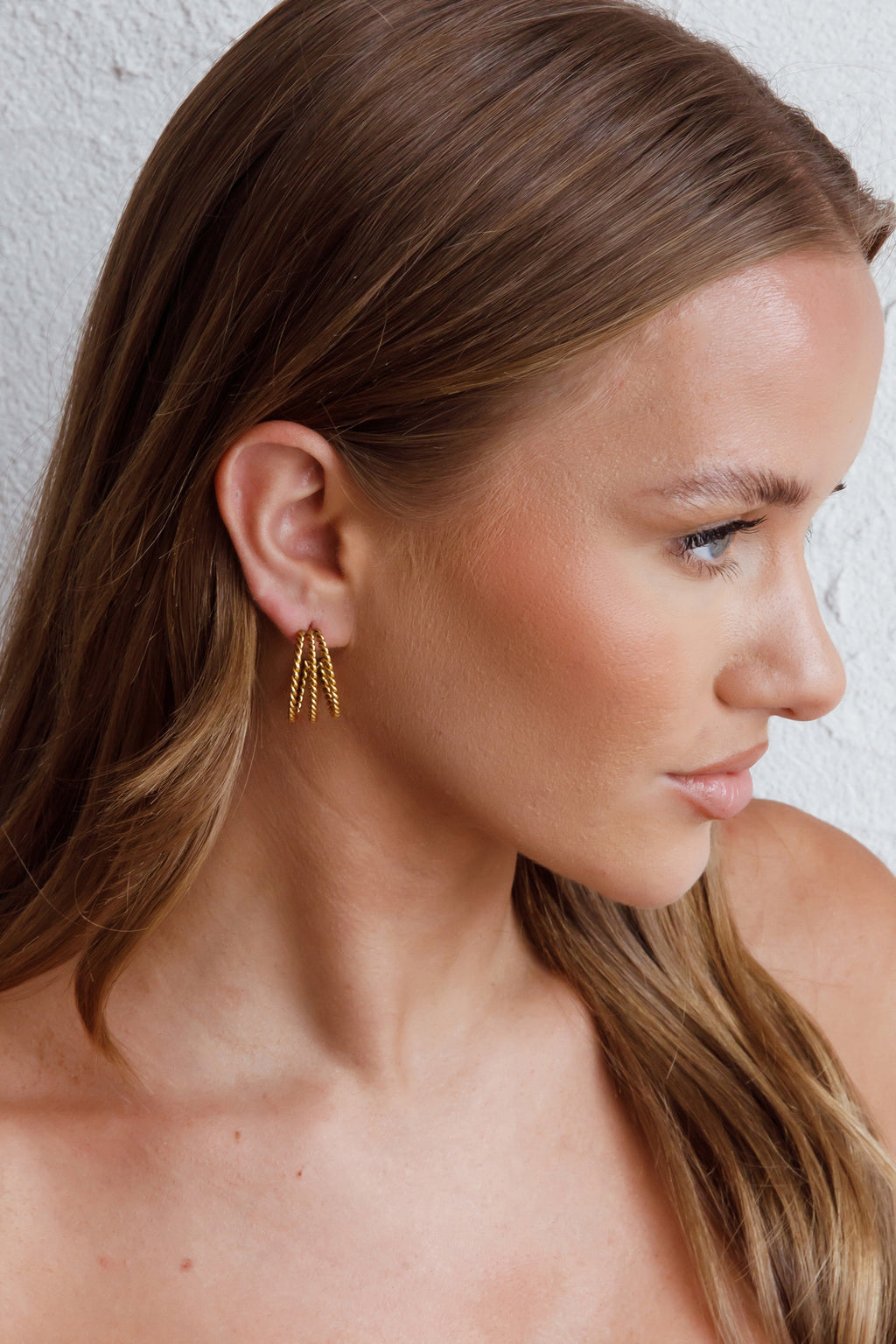 San Francisco Triple Open Hoop Earrings Gold by Selfie Leslie Australia