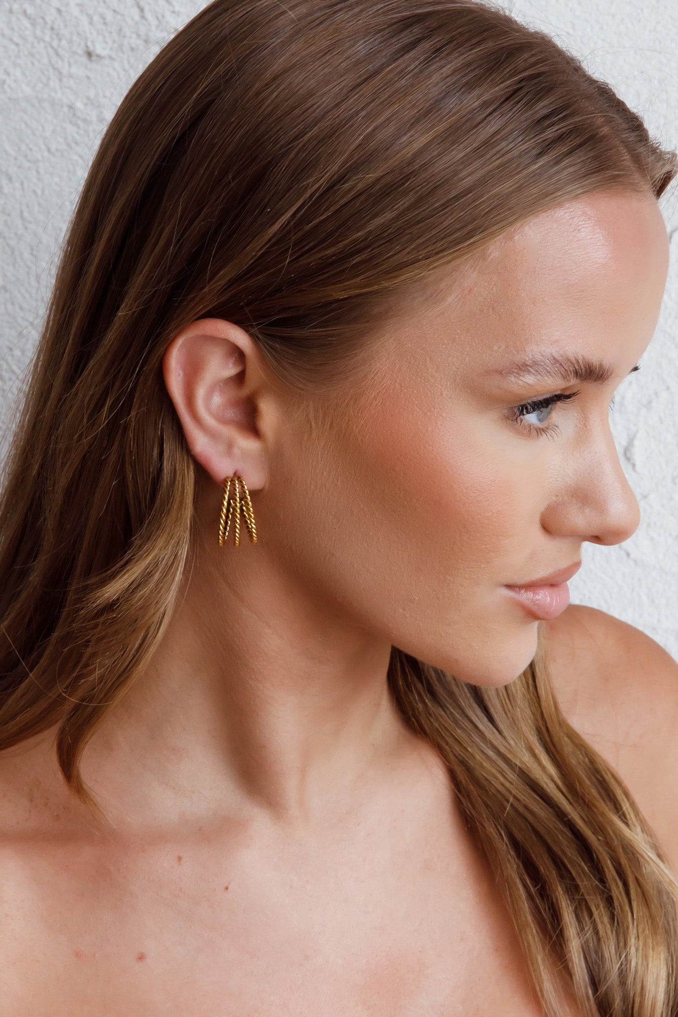 San Francisco Triple Open Hoop Earrings Gold by Selfie Leslie Australia