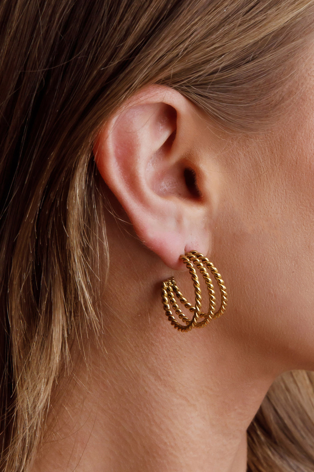 San Francisco Triple Open Hoop Earrings Gold by Selfie Leslie Australia